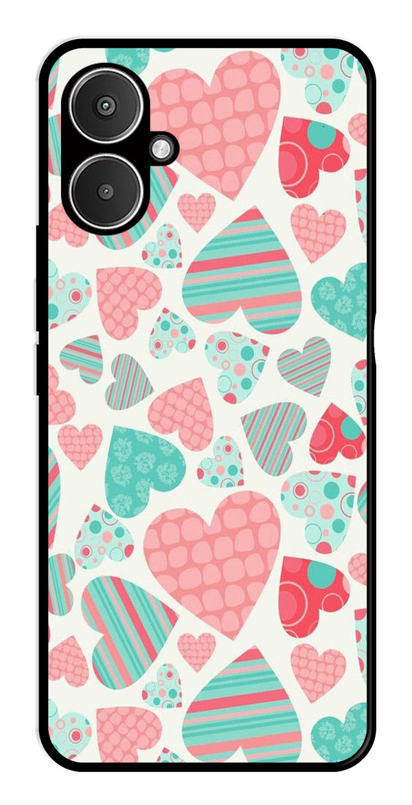 Hearts Pattern Metal Mobile Case for Redmi 13C 5G   (Design No -22)