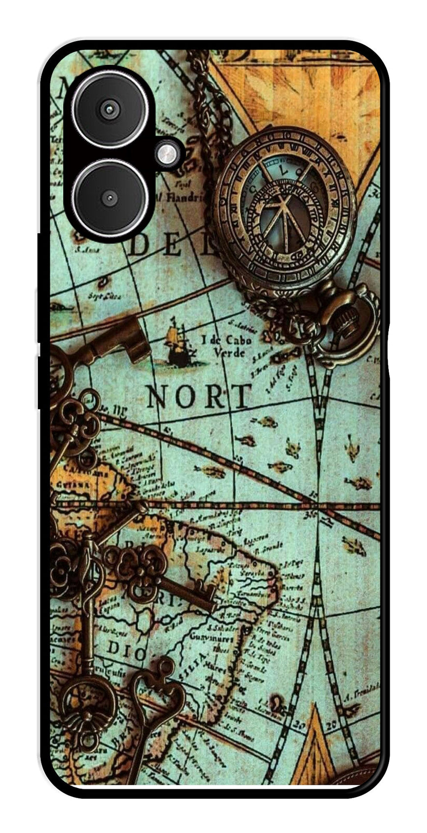 Map Design Metal Mobile Case for Redmi 13C 5G   (Design No -54)