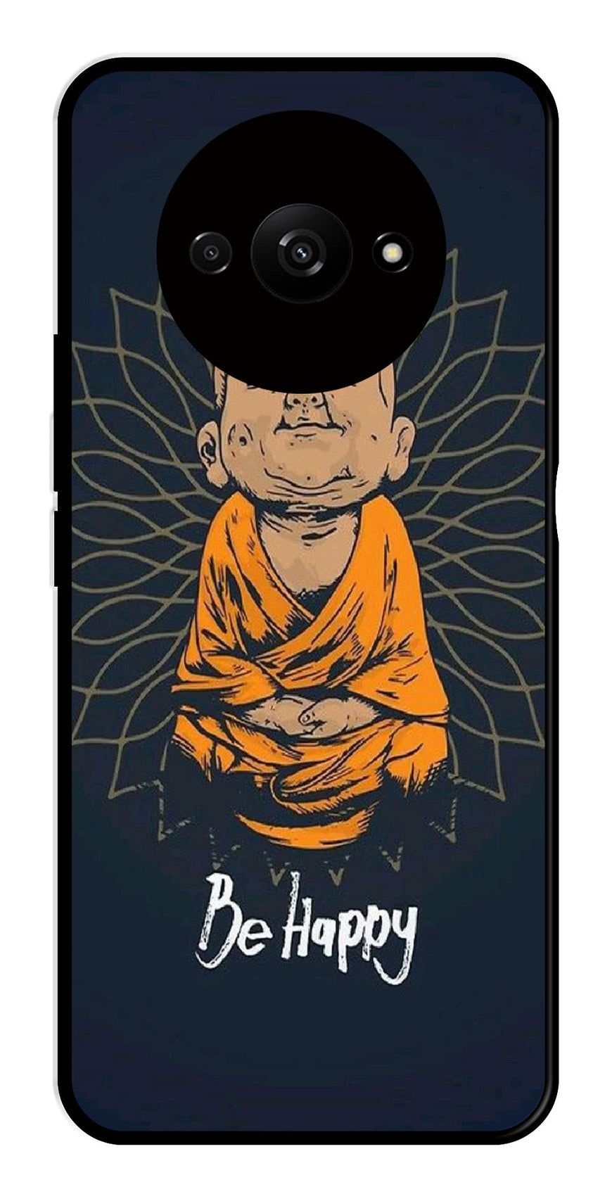 Be Happy Metal Mobile Case for Redmi A3   (Design No -27)