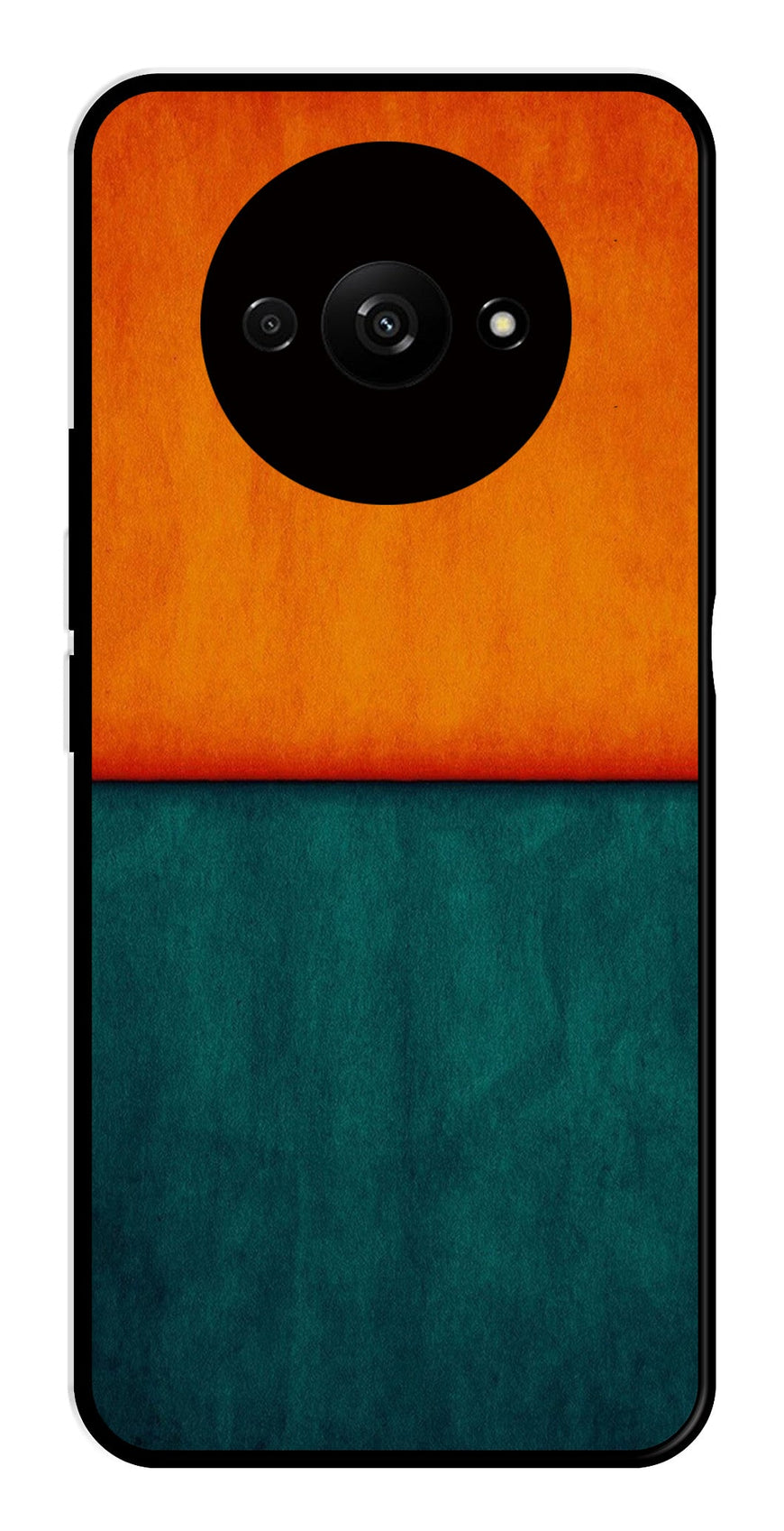 Orange Green Pattern Metal Mobile Case for Redmi A3   (Design No -45)