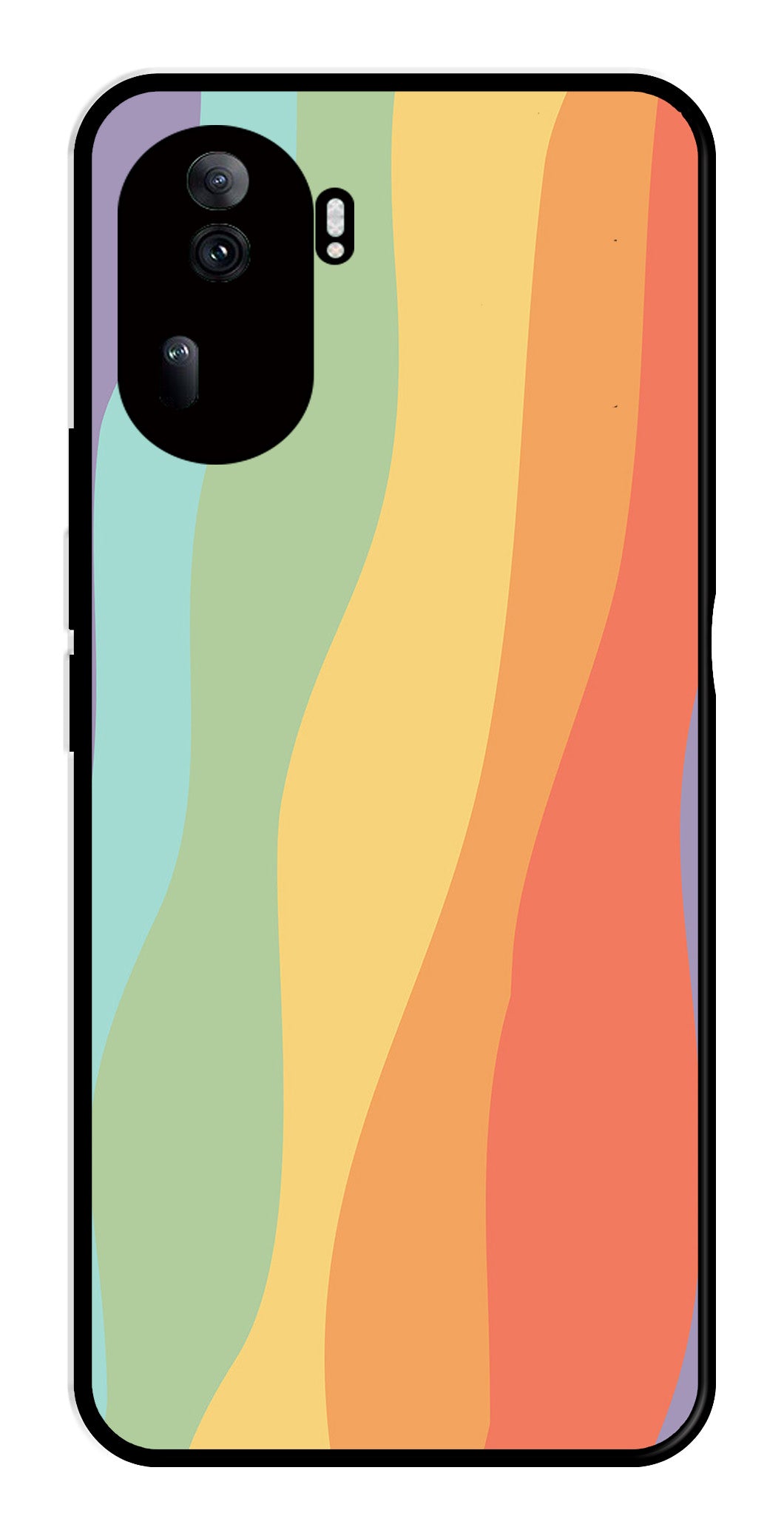 Muted Rainbow Metal Mobile Case for Oppo Reno 11 Pro 5G   (Design No -02)