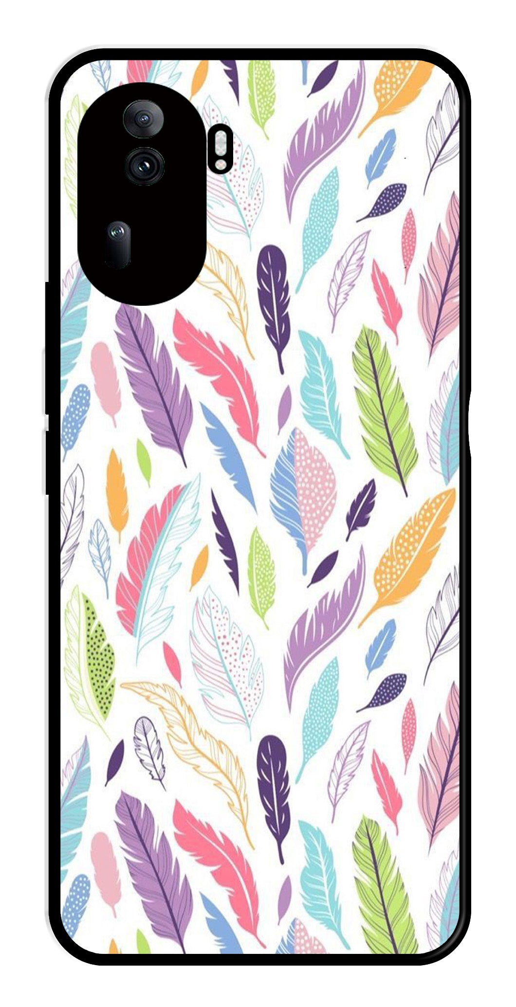 Colorful Feathers Metal Mobile Case for Oppo Reno 11 Pro 5G   (Design No -06)