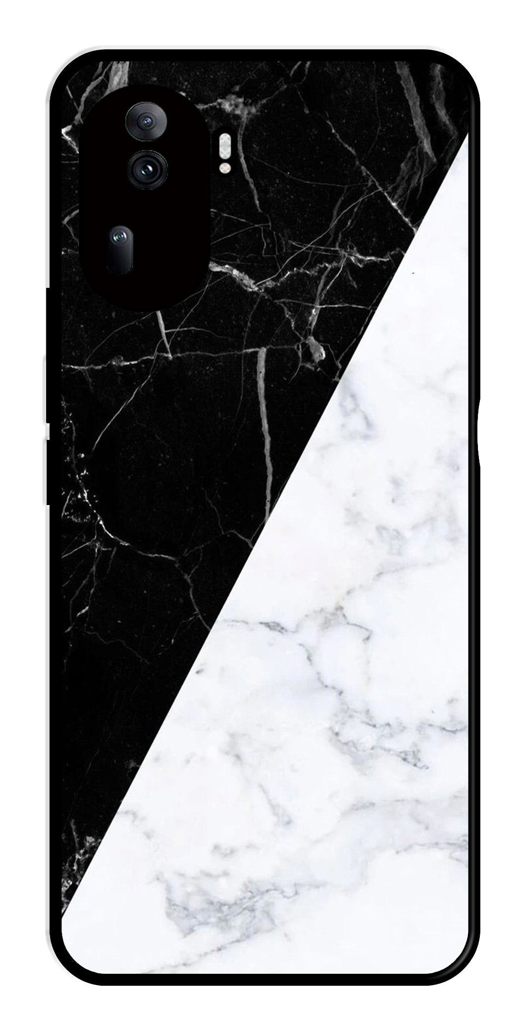 Black White Marble Design Metal Mobile Case for Oppo Reno 11 Pro 5G   (Design No -09)