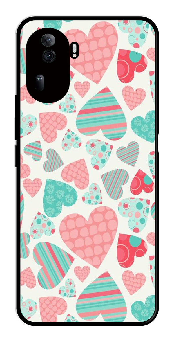 Hearts Pattern Metal Mobile Case for Oppo Reno 11 Pro 5G   (Design No -22)