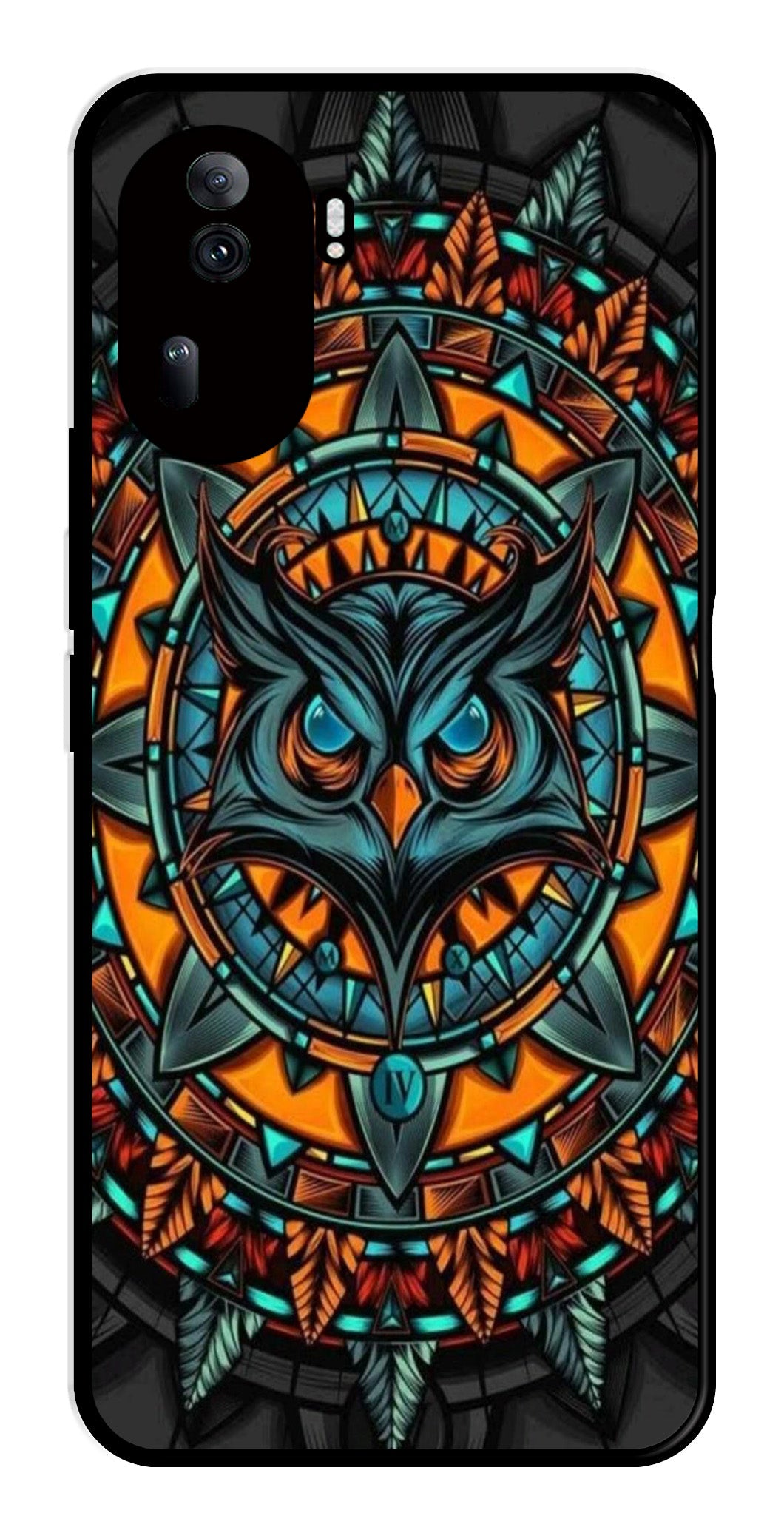 Owl Pattern Metal Mobile Case for Oppo Reno 11 Pro 5G   (Design No -42)