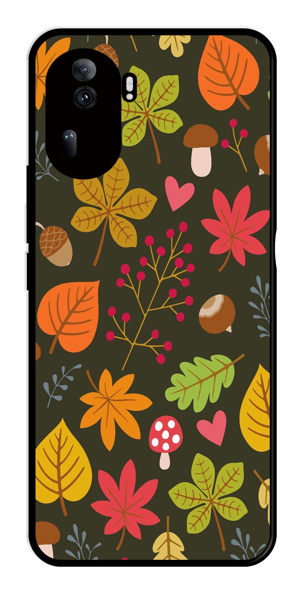 Leaves Design Metal Mobile Case for Oppo Reno 11 Pro 5G   (Design No -51)