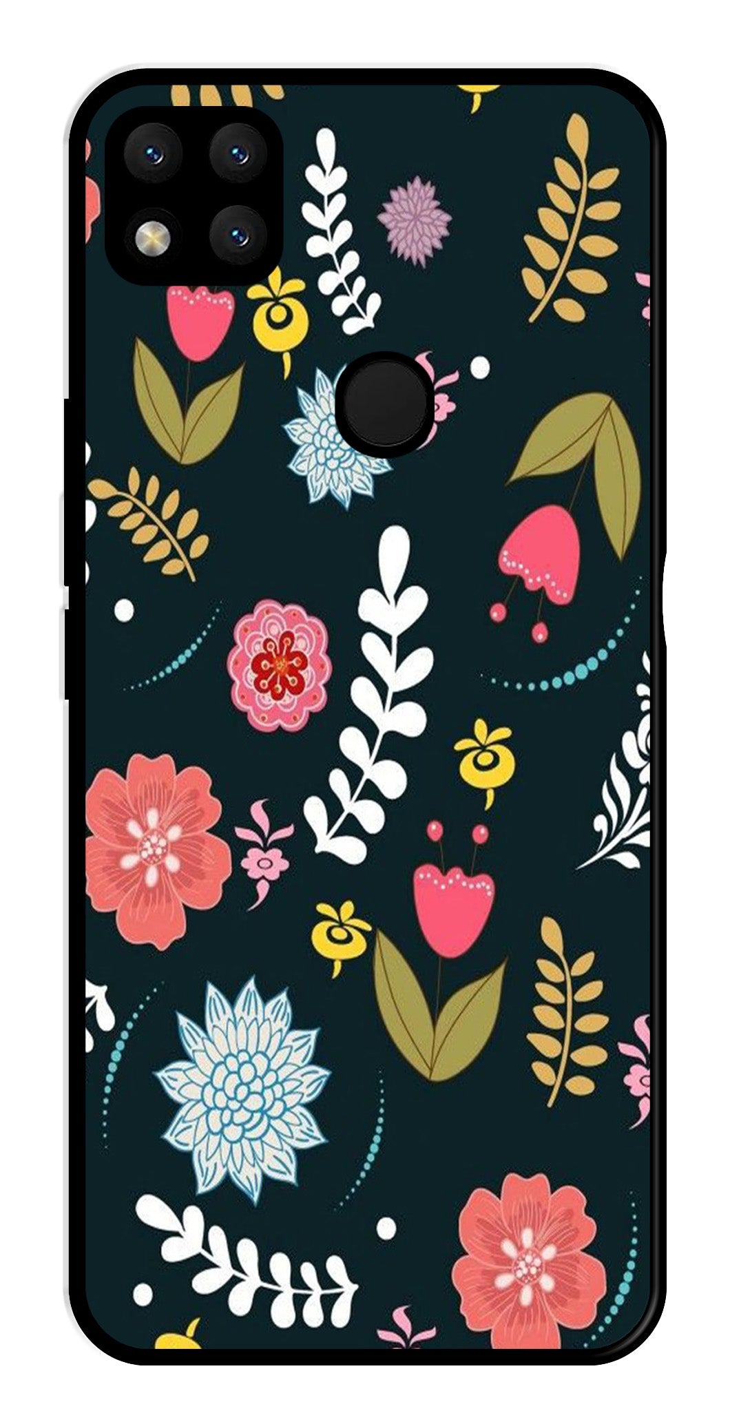 Floral Pattern2 Metal Mobile Case for Redmi 9   (Design No -12)