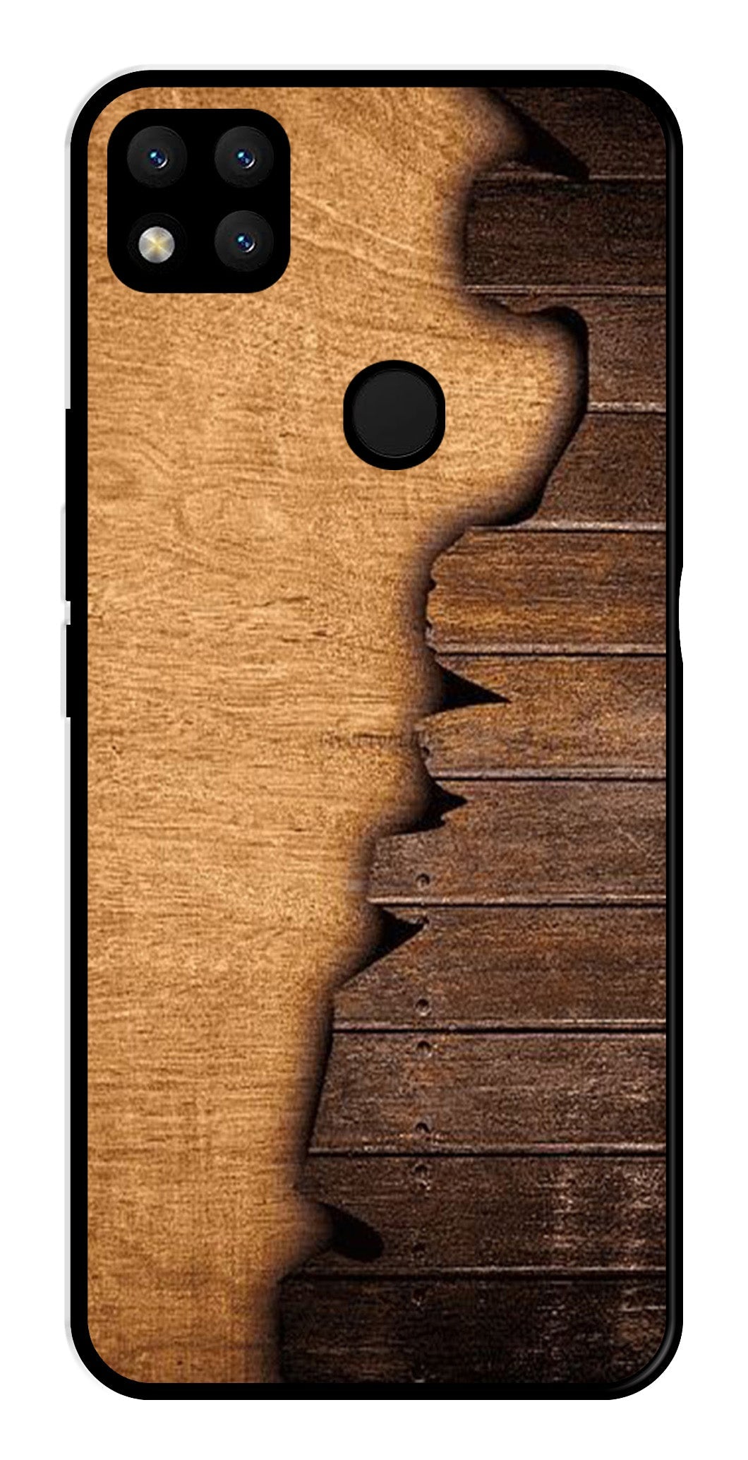 Wooden Design Metal Mobile Case for Redmi 9   (Design No -13)