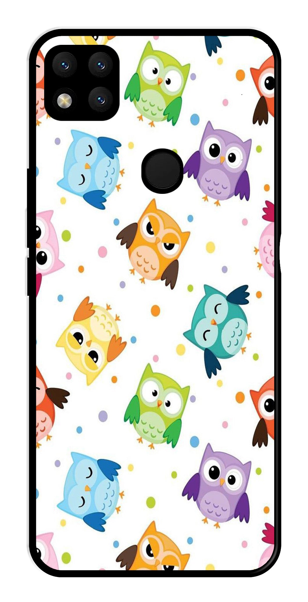 Owls Pattern Metal Mobile Case for Redmi 9   (Design No -20)