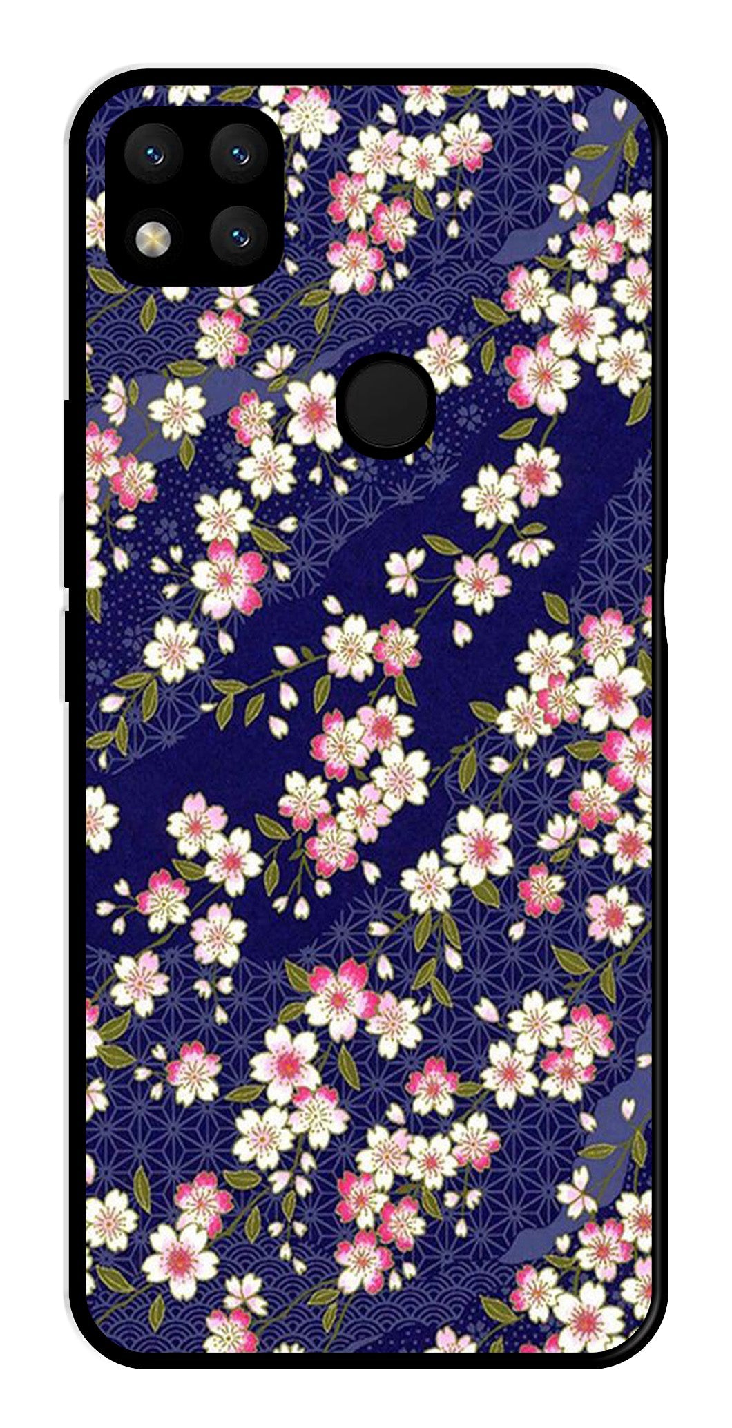 Flower Design Metal Mobile Case for Redmi 9   (Design No -25)