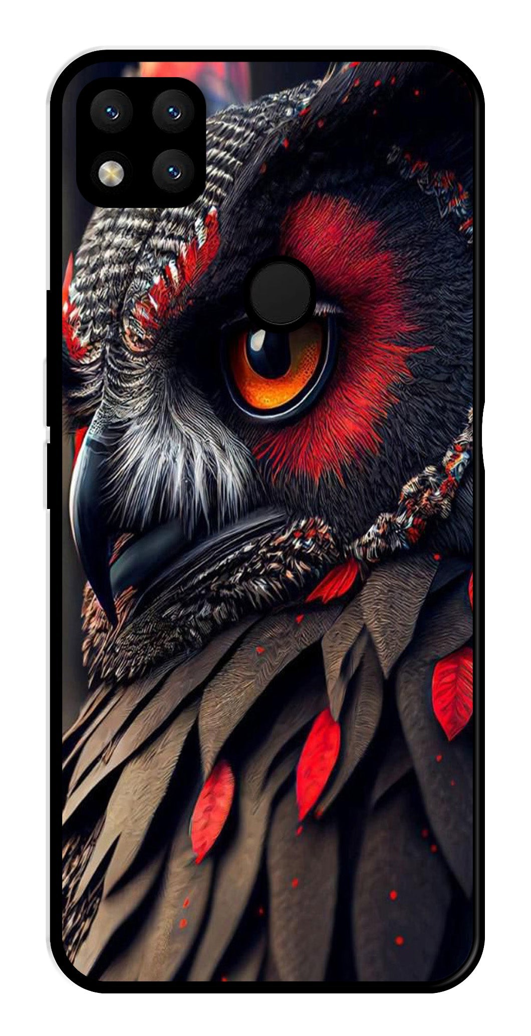 Owl Design Metal Mobile Case for Redmi 9   (Design No -26)