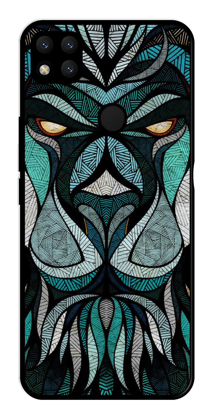 Lion Pattern Metal Mobile Case for Redmi 9   (Design No -40)