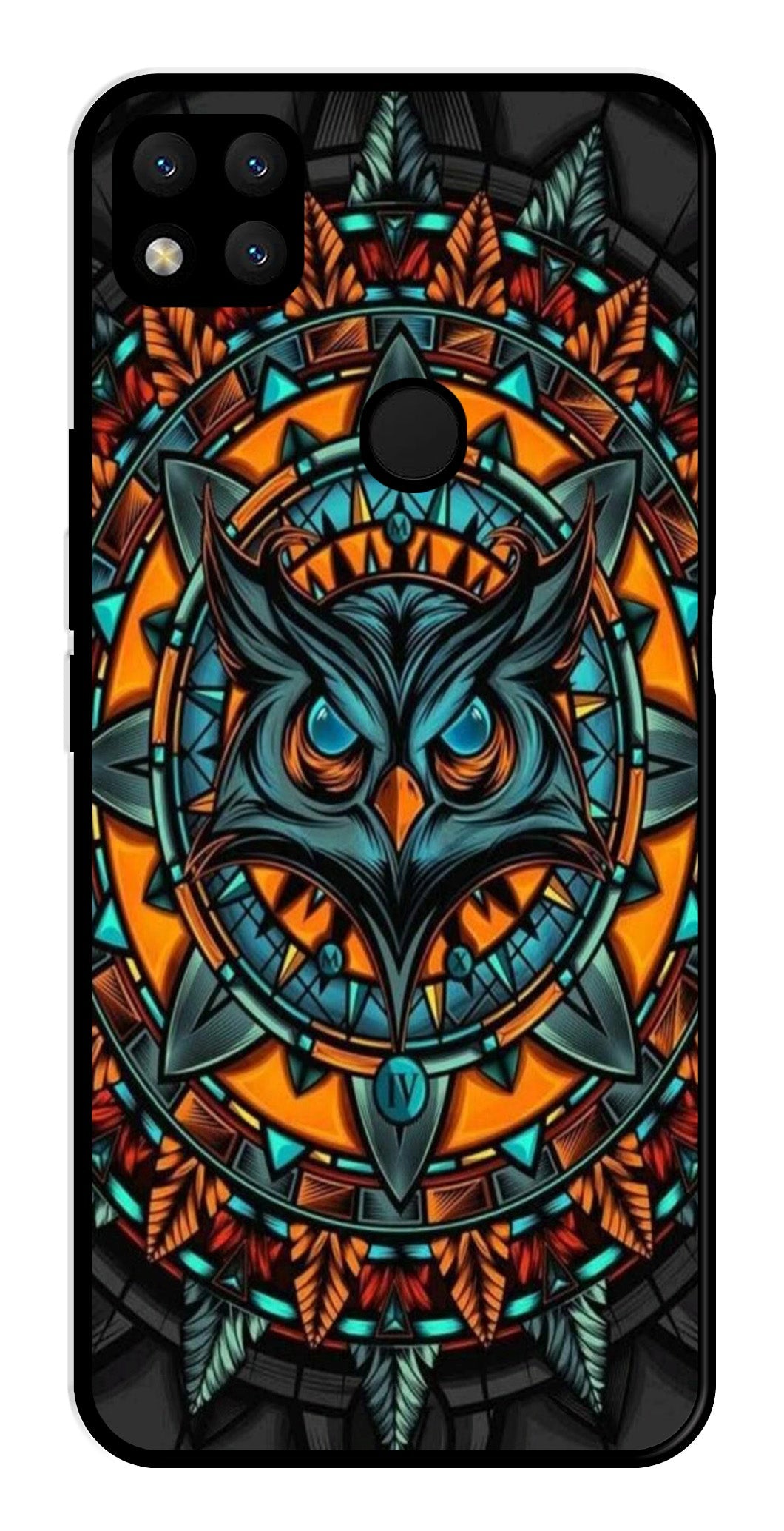 Owl Pattern Metal Mobile Case for Redmi 9   (Design No -42)