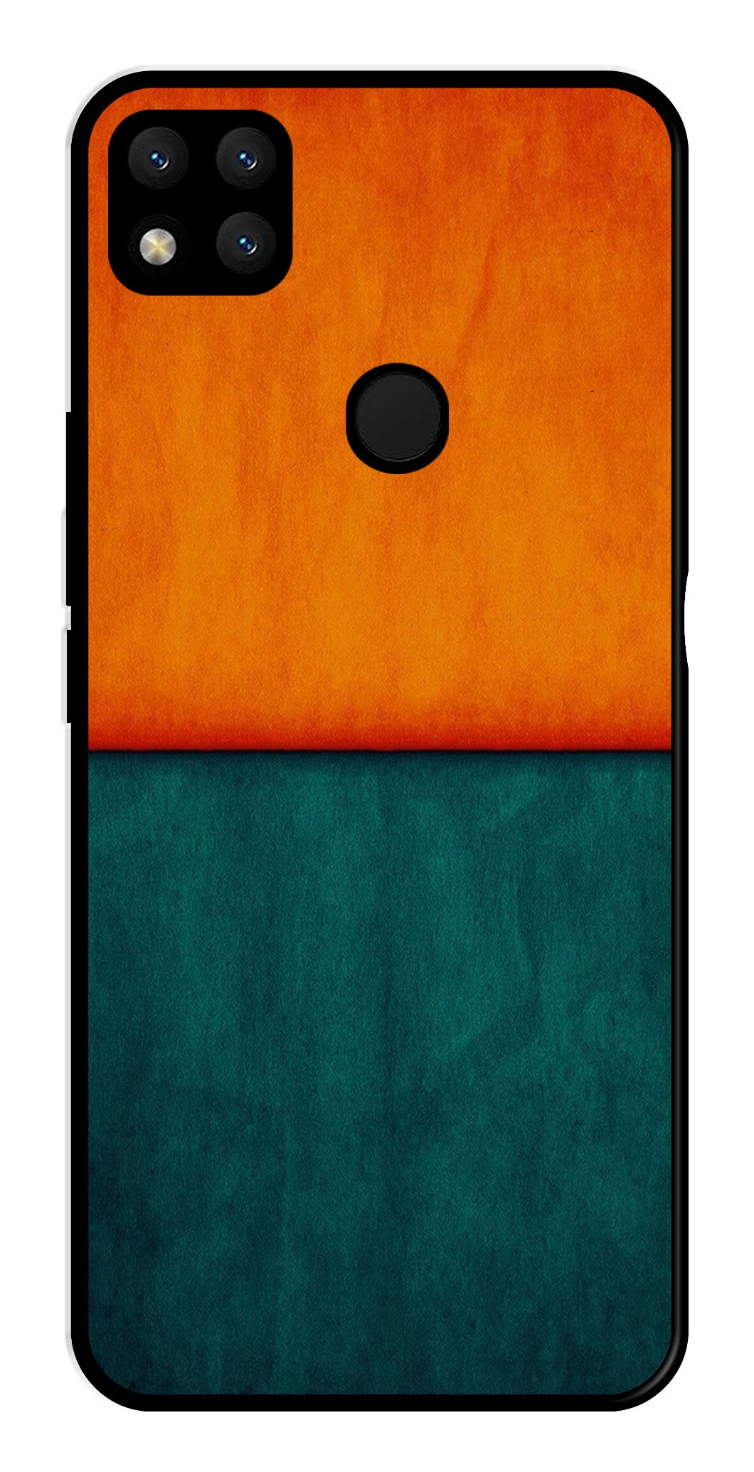 Orange Green Pattern Metal Mobile Case for Redmi 9   (Design No -45)