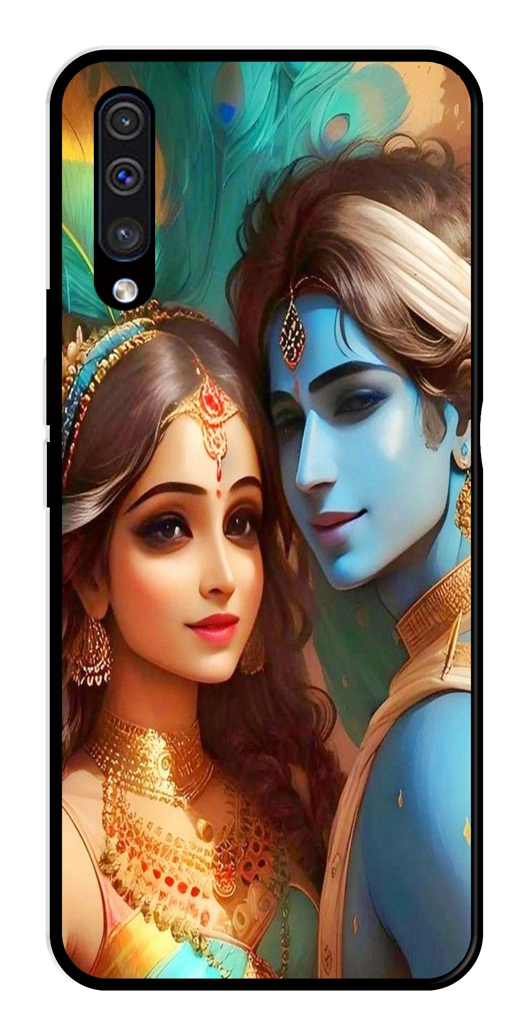 Lord Radha Krishna Metal Mobile Case for Samsung Galaxy A50   (Design No -01)