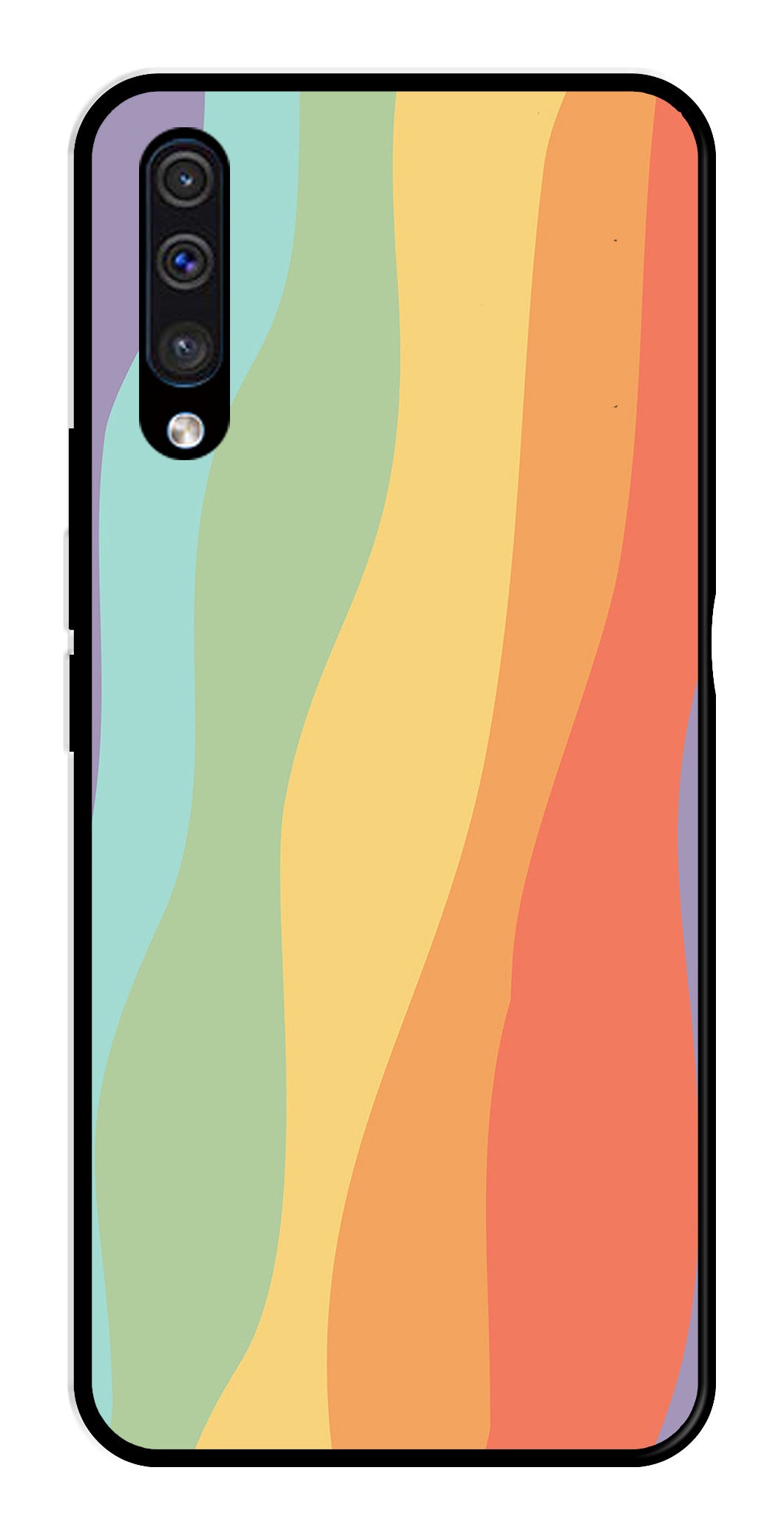 Muted Rainbow Metal Mobile Case for Samsung Galaxy A50   (Design No -02)