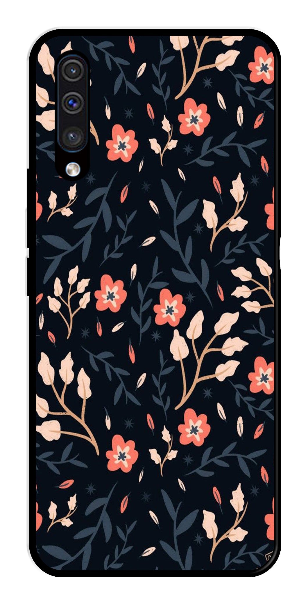 Floral Pattern Metal Mobile Case for Samsung Galaxy A50   (Design No -10)