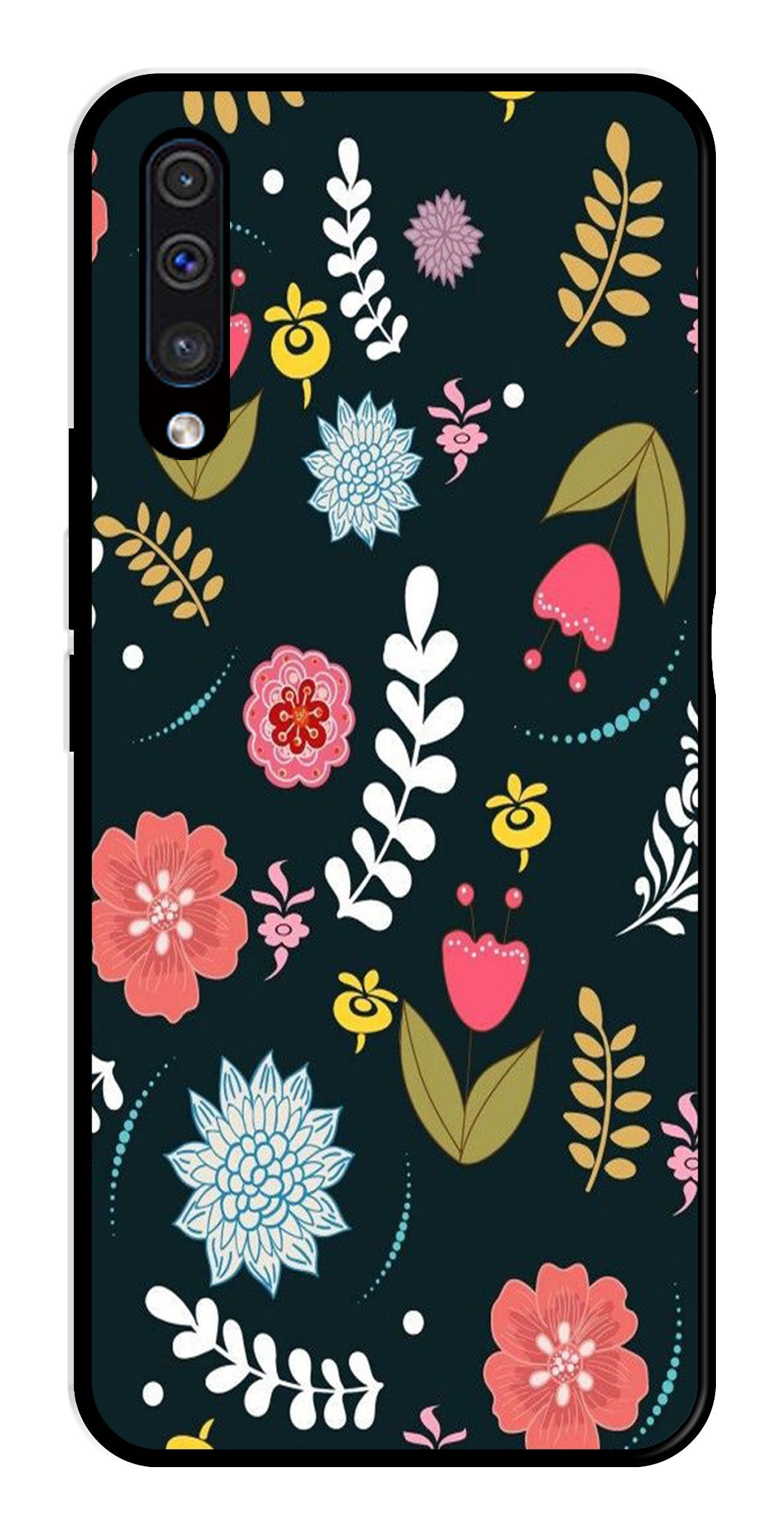 Floral Pattern2 Metal Mobile Case for Samsung Galaxy A50   (Design No -12)
