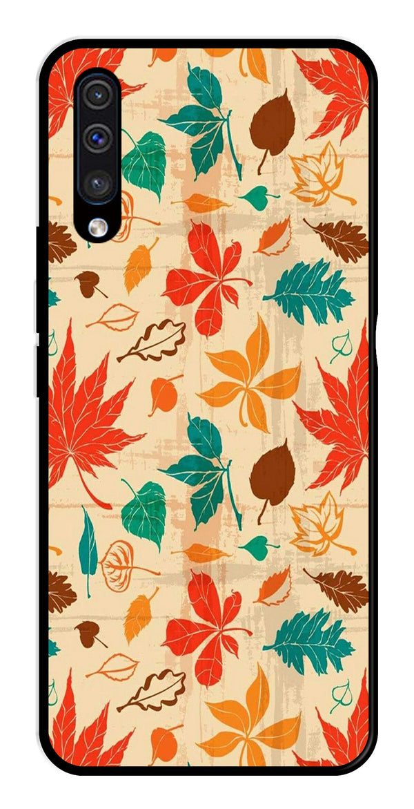 Leafs Design Metal Mobile Case for Samsung Galaxy A50   (Design No -14)