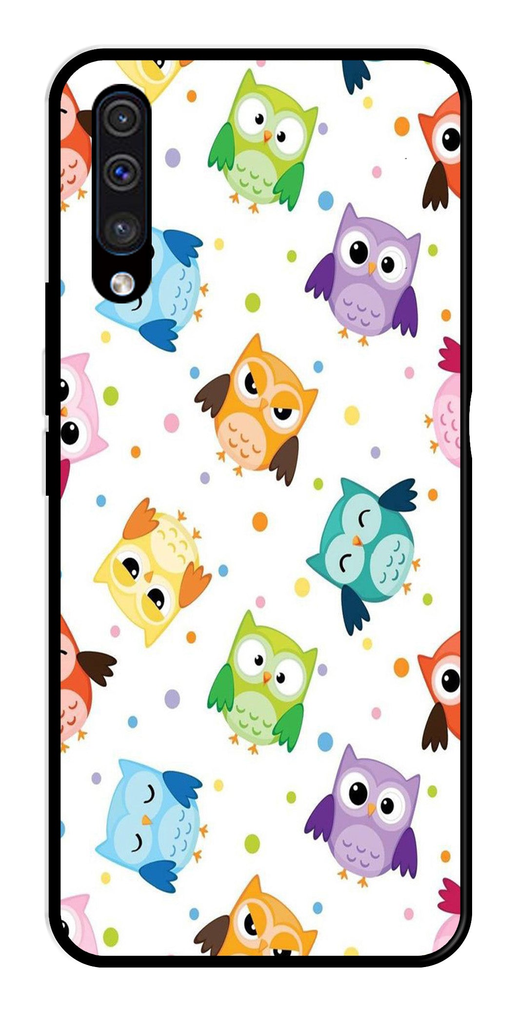 Owls Pattern Metal Mobile Case for Samsung Galaxy A50   (Design No -20)