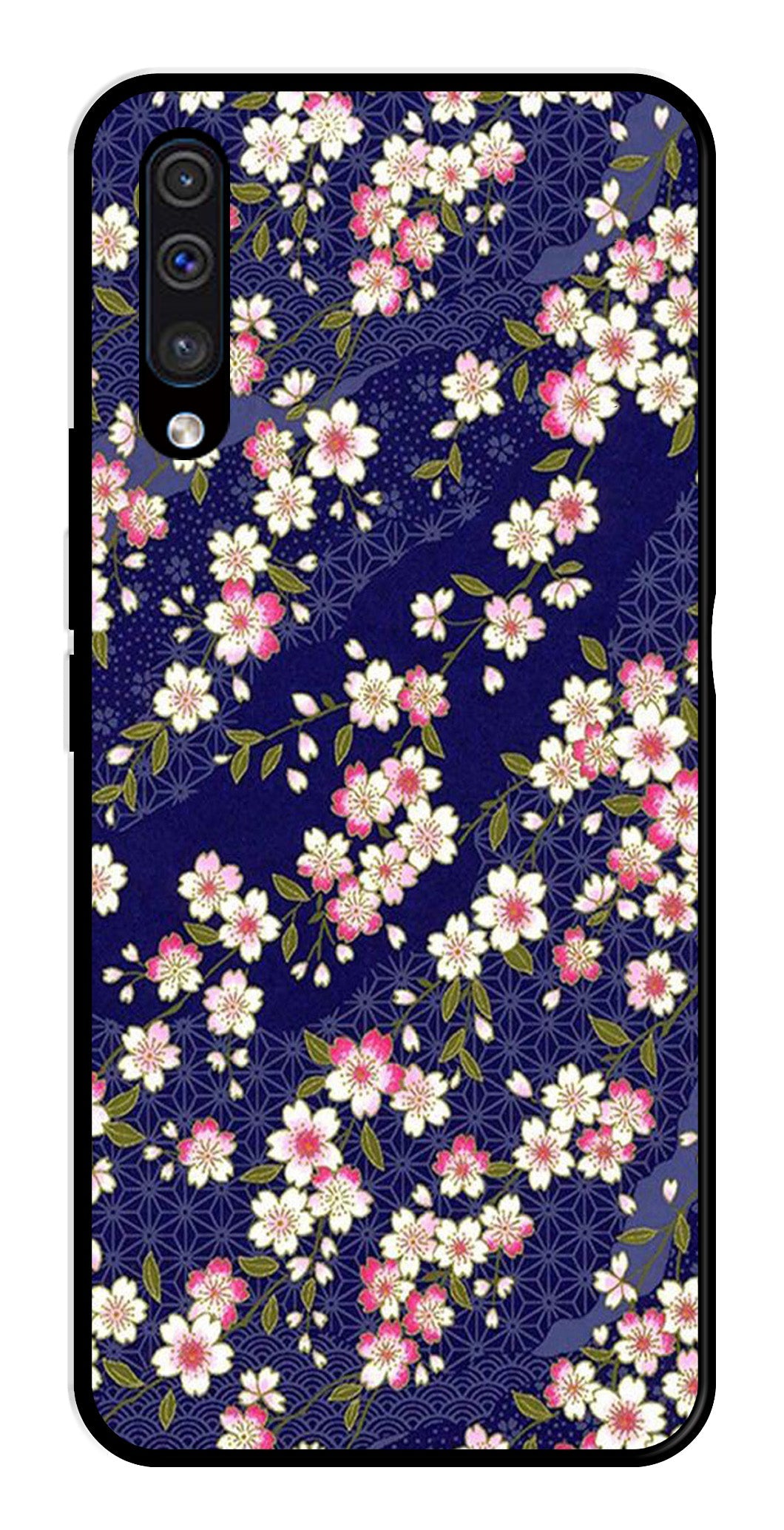 Flower Design Metal Mobile Case for Samsung Galaxy A50   (Design No -25)