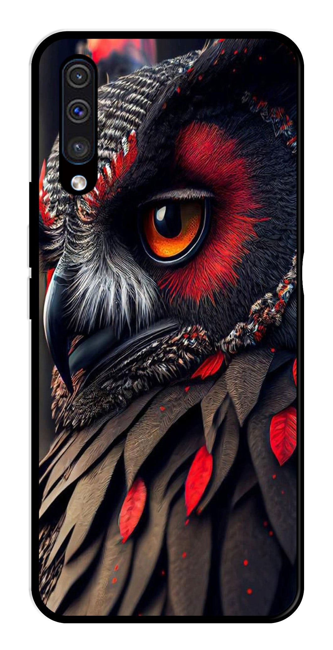 Owl Design Metal Mobile Case for Samsung Galaxy A50   (Design No -26)