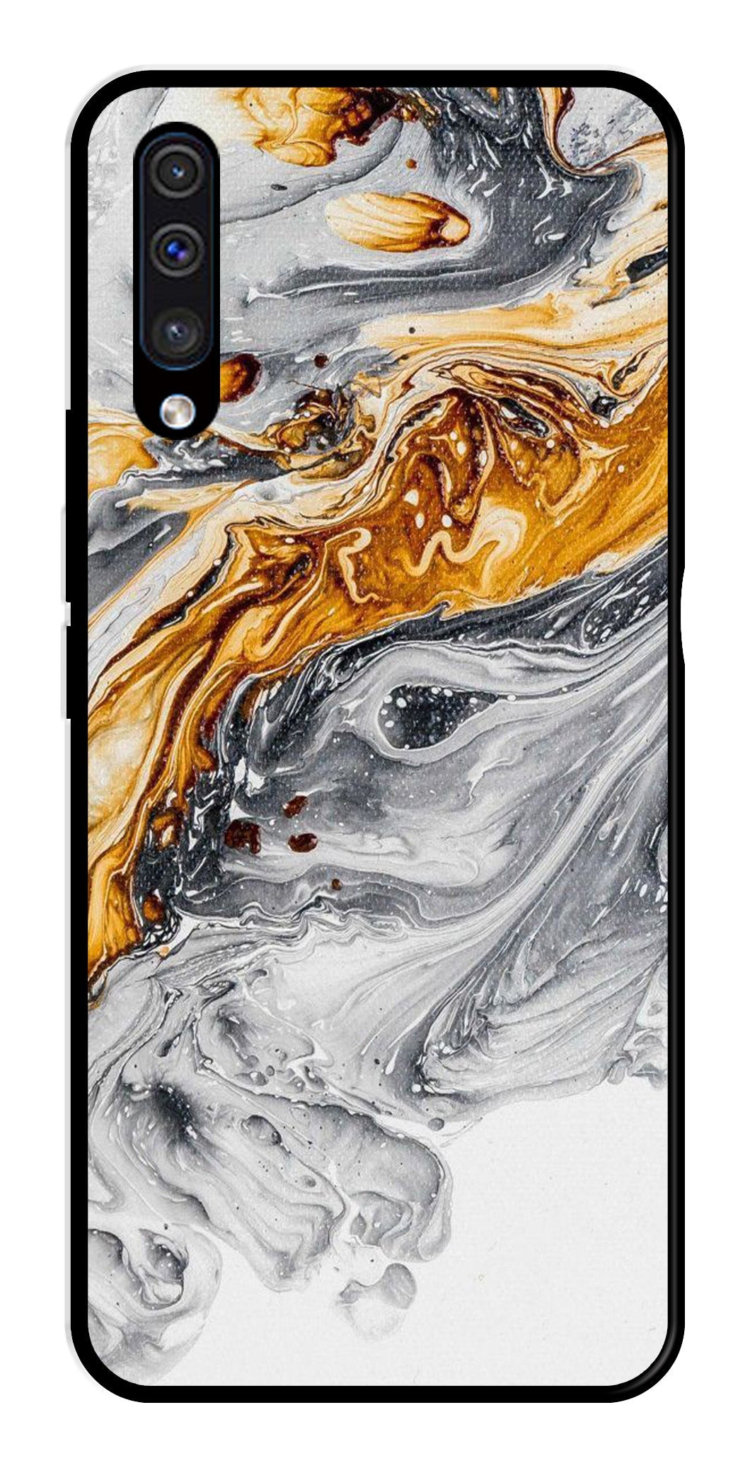 Marble Pattern Metal Mobile Case for Samsung Galaxy A50   (Design No -36)