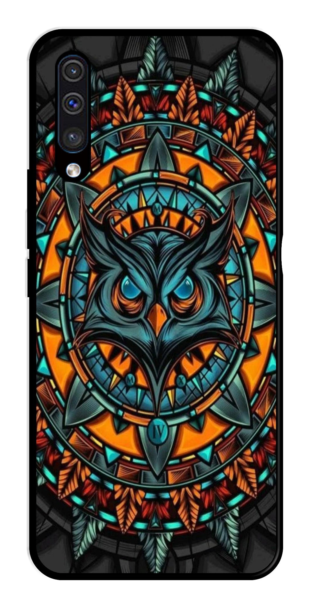 Owl Pattern Metal Mobile Case for Samsung Galaxy A50   (Design No -42)