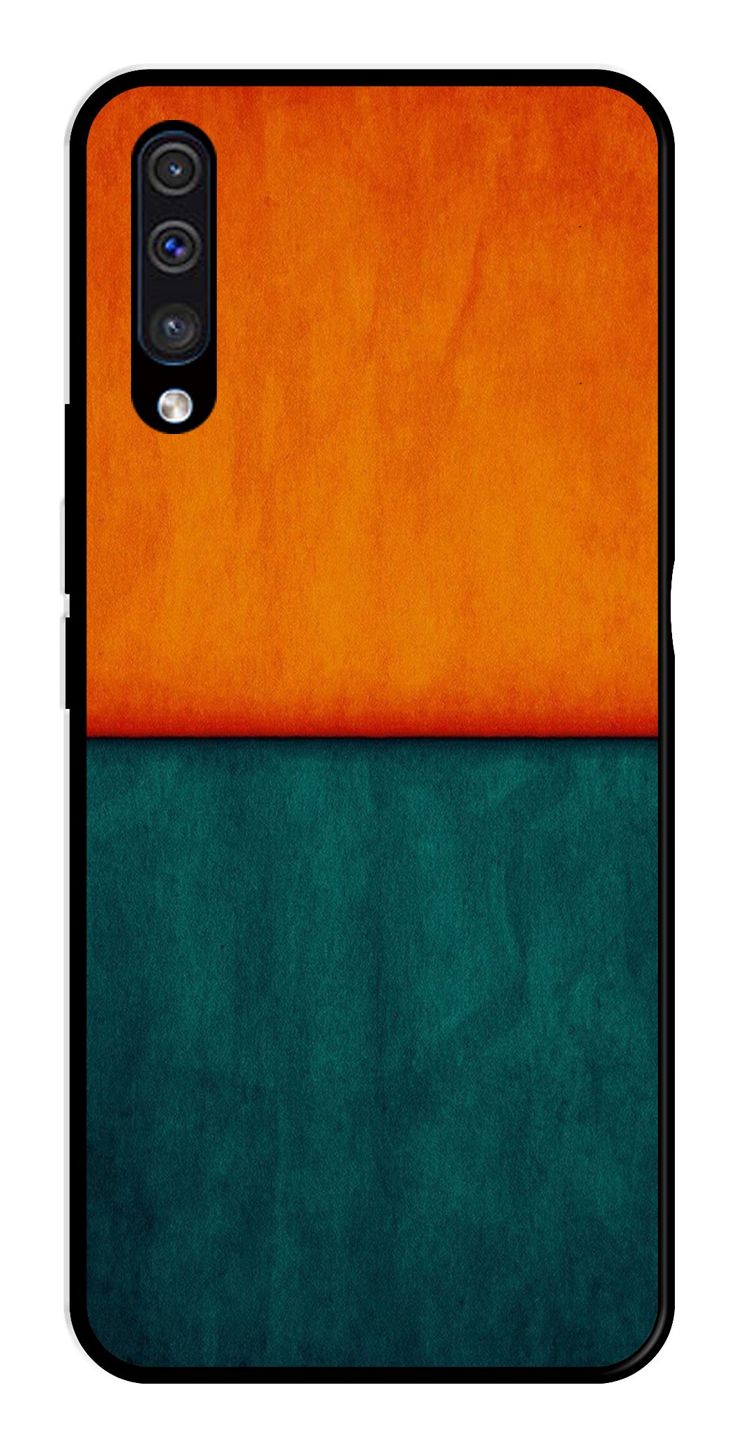 Orange Green Pattern Metal Mobile Case for Samsung Galaxy A50   (Design No -45)