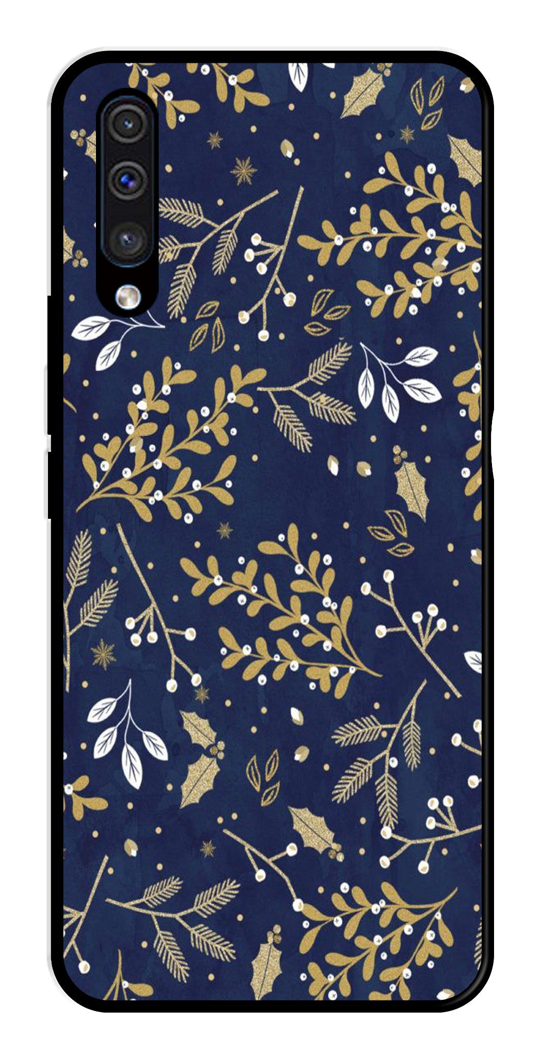 Floral Pattern  Metal Mobile Case for Samsung Galaxy A50   (Design No -52)