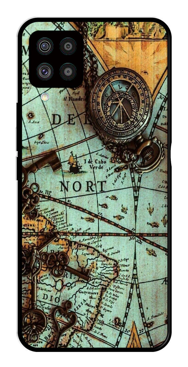 Map Design Metal Mobile Case for Samsung Galaxy F62   (Design No -54)