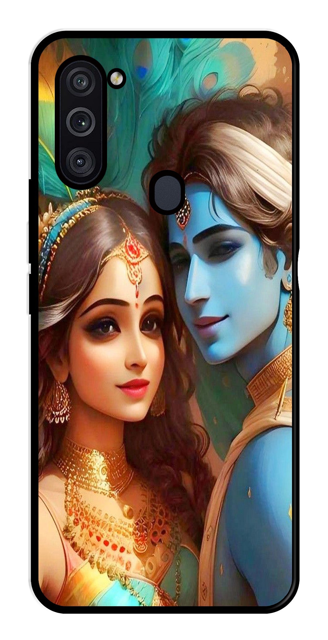 Lord Radha Krishna Metal Mobile Case for Samsung Galaxy M11   (Design No -01)