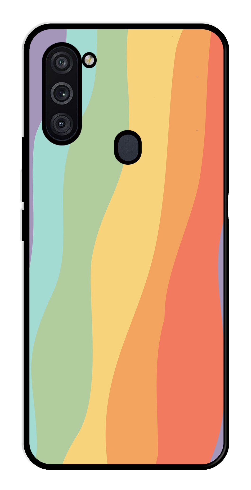 Muted Rainbow Metal Mobile Case for Samsung Galaxy M11   (Design No -02)