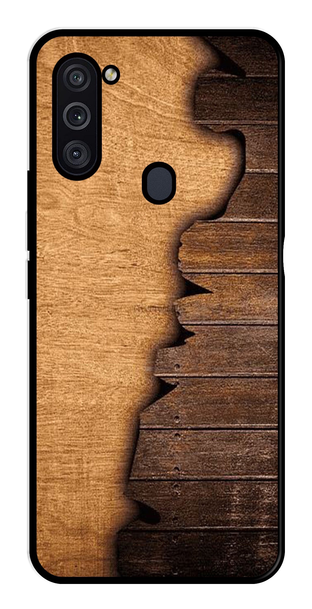Wooden Design Metal Mobile Case for Samsung Galaxy M11   (Design No -13)