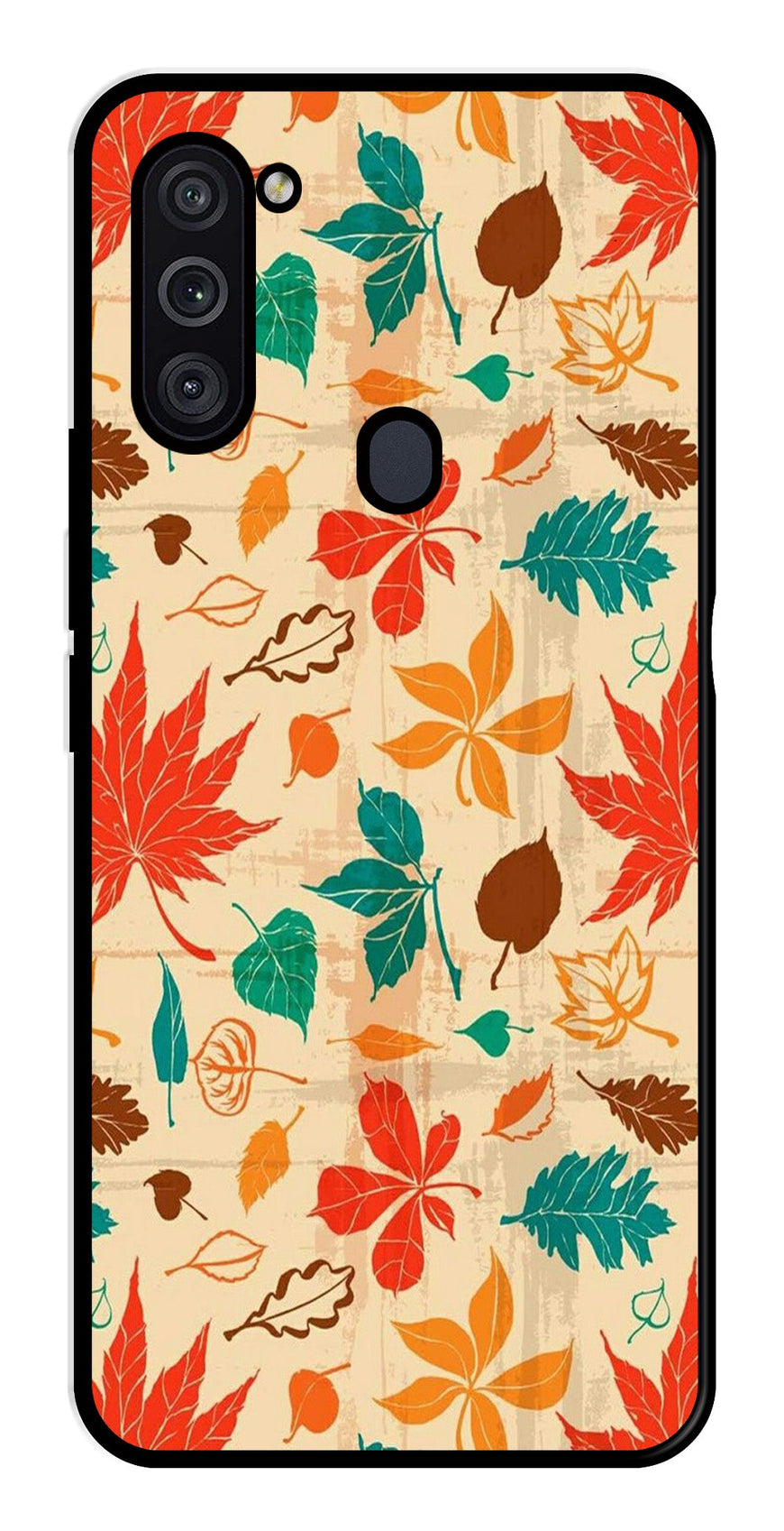 Leafs Design Metal Mobile Case for Samsung Galaxy M11   (Design No -14)