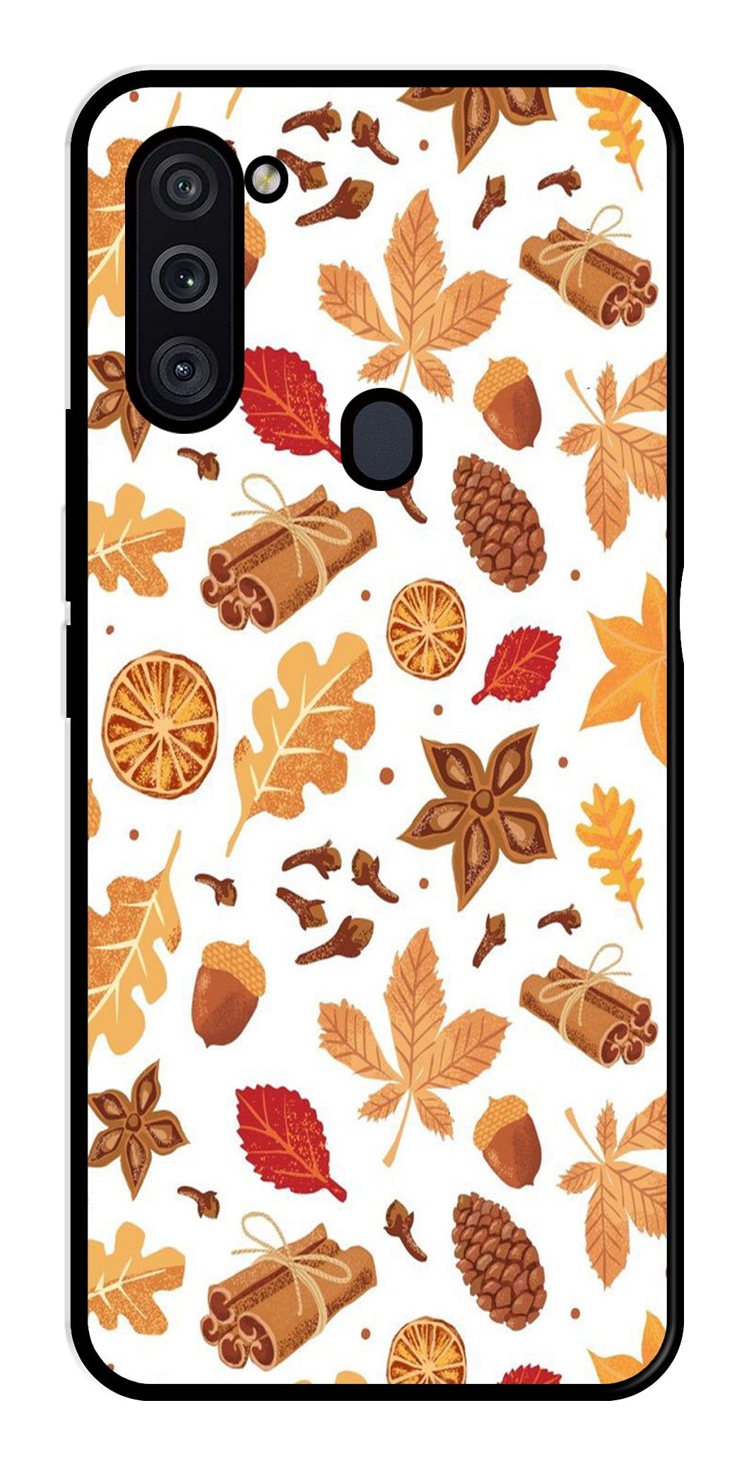 Autumn Leaf Metal Mobile Case for Samsung Galaxy M11   (Design No -19)