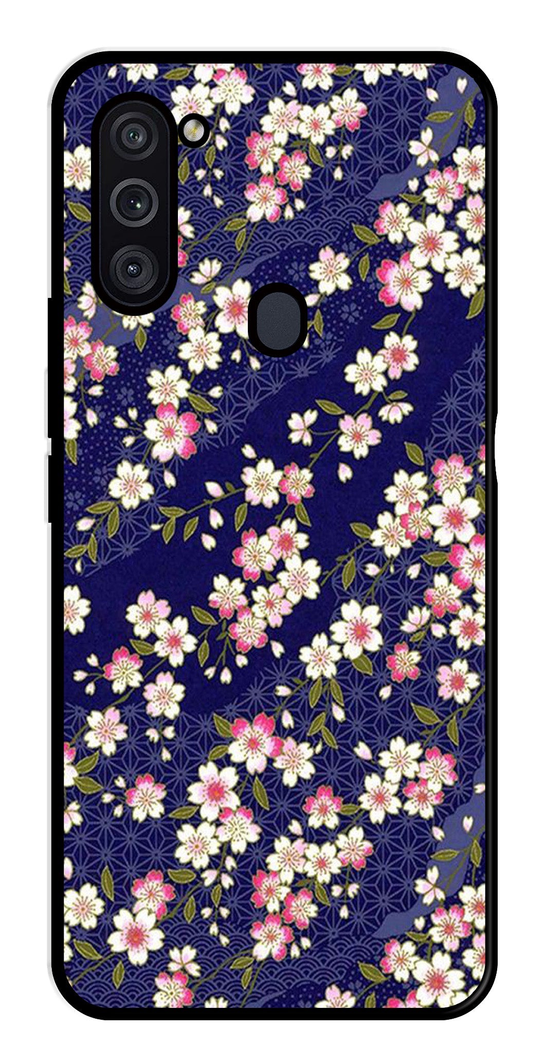 Flower Design Metal Mobile Case for Samsung Galaxy M11   (Design No -25)