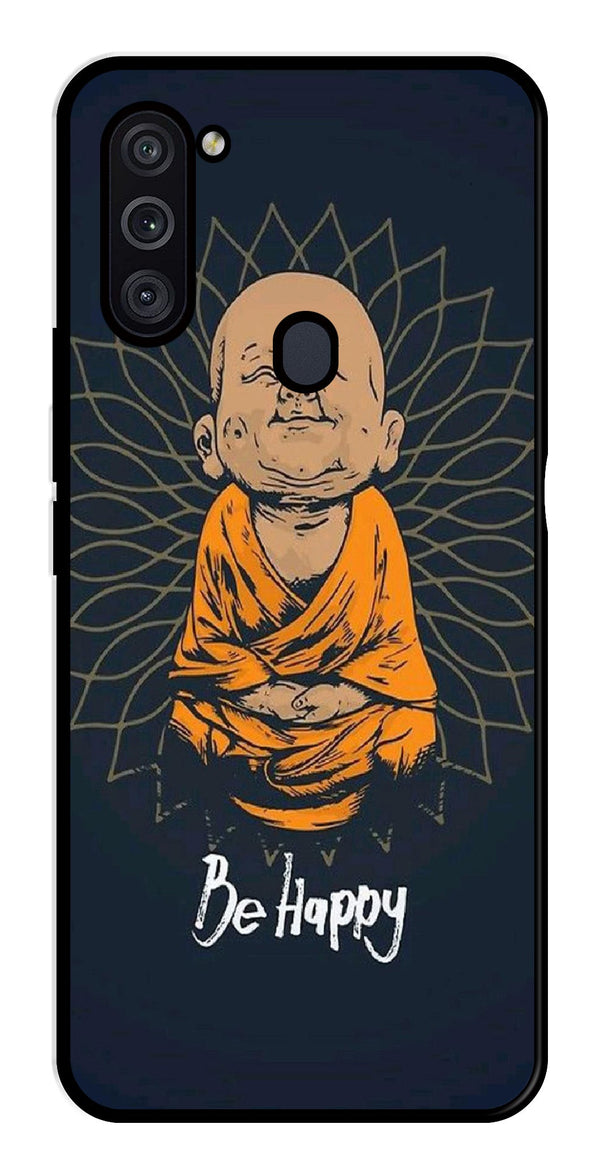 Be Happy Metal Mobile Case for Samsung Galaxy M11   (Design No -27)