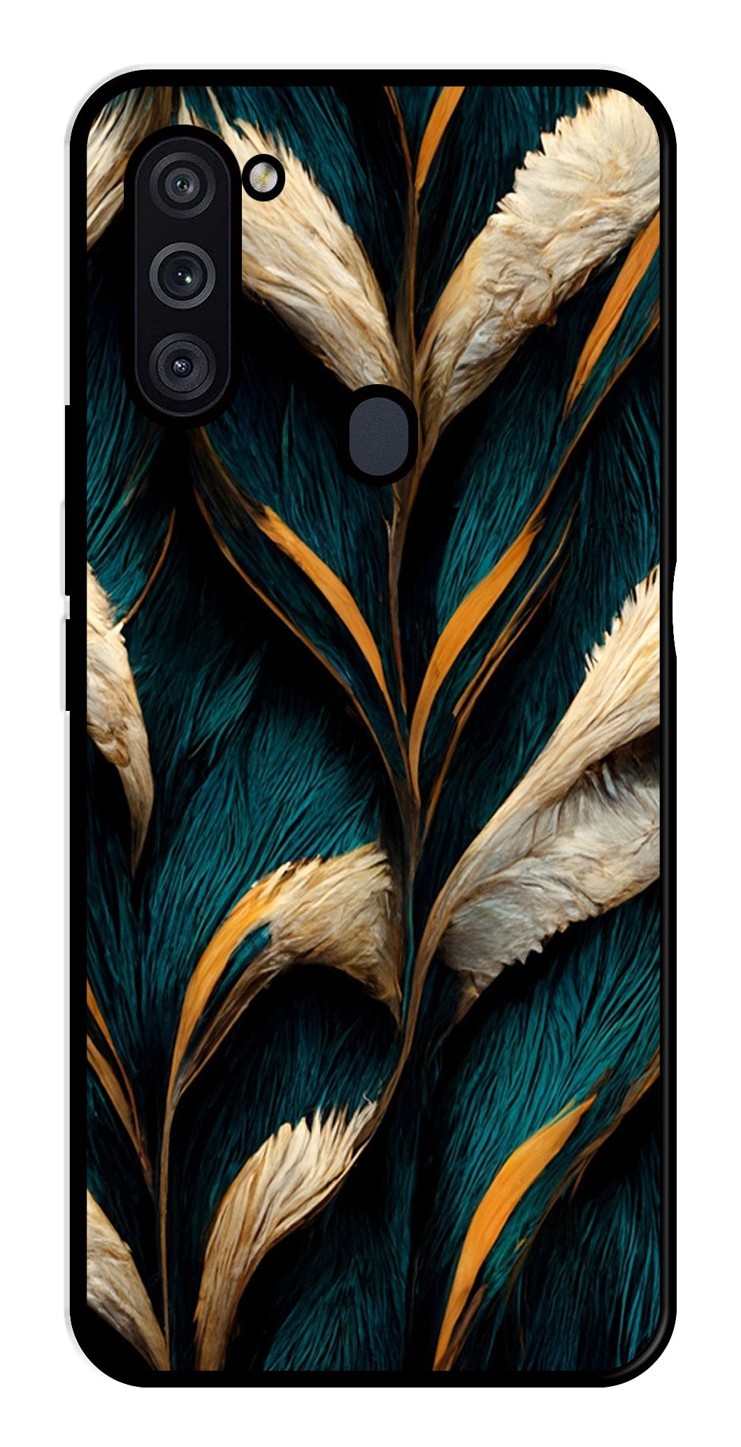 Feathers Metal Mobile Case for Samsung Galaxy M11   (Design No -30)
