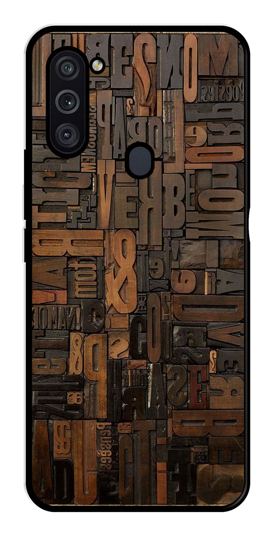 Alphabets Metal Mobile Case for Samsung Galaxy M11   (Design No -32)