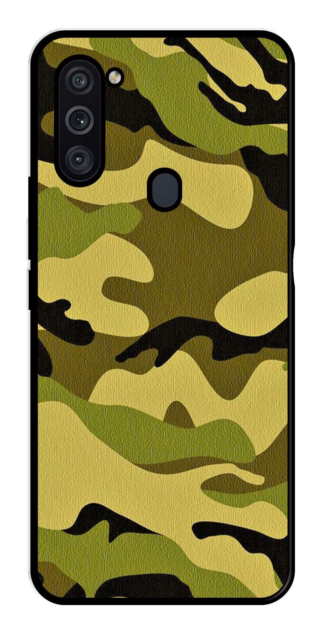 Army Pattern Metal Mobile Case for Samsung Galaxy M11   (Design No -35)