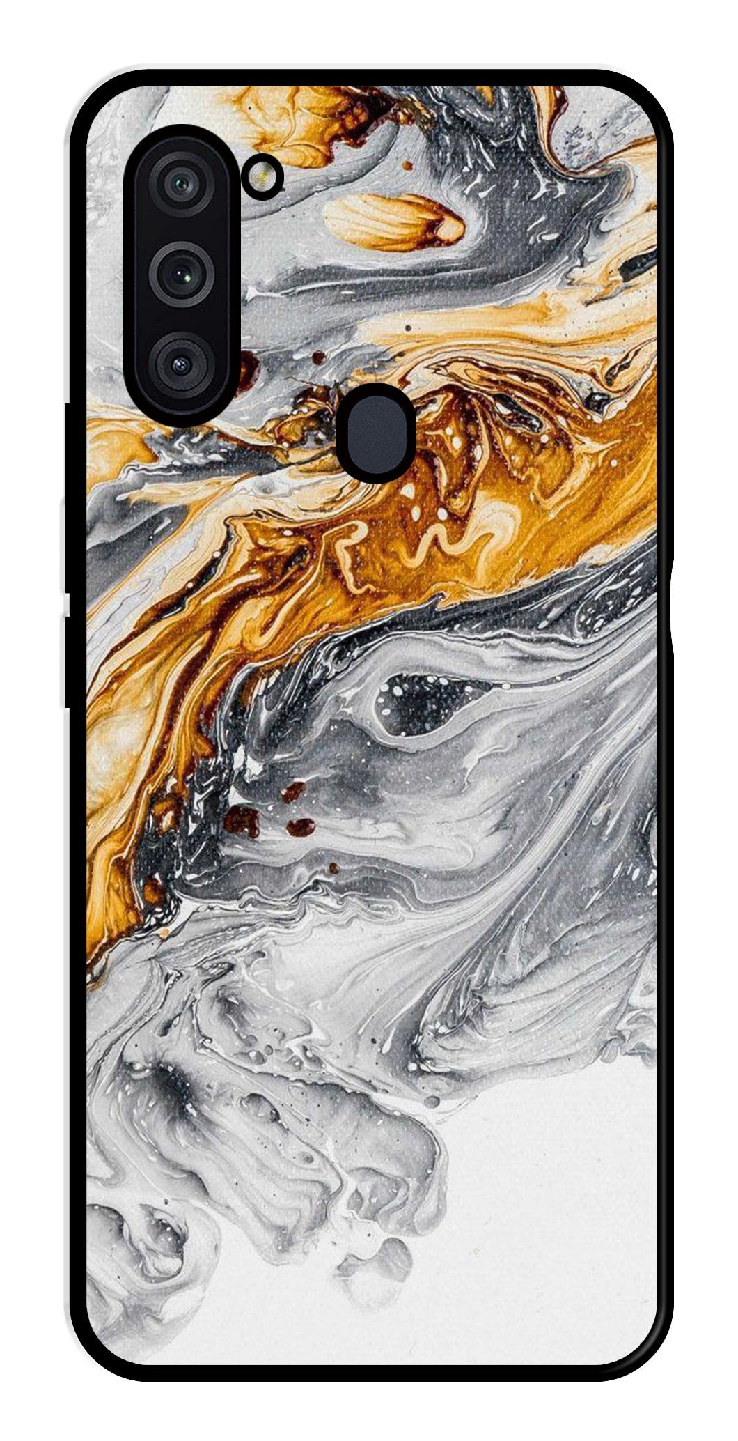 Marble Pattern Metal Mobile Case for Samsung Galaxy M11   (Design No -36)