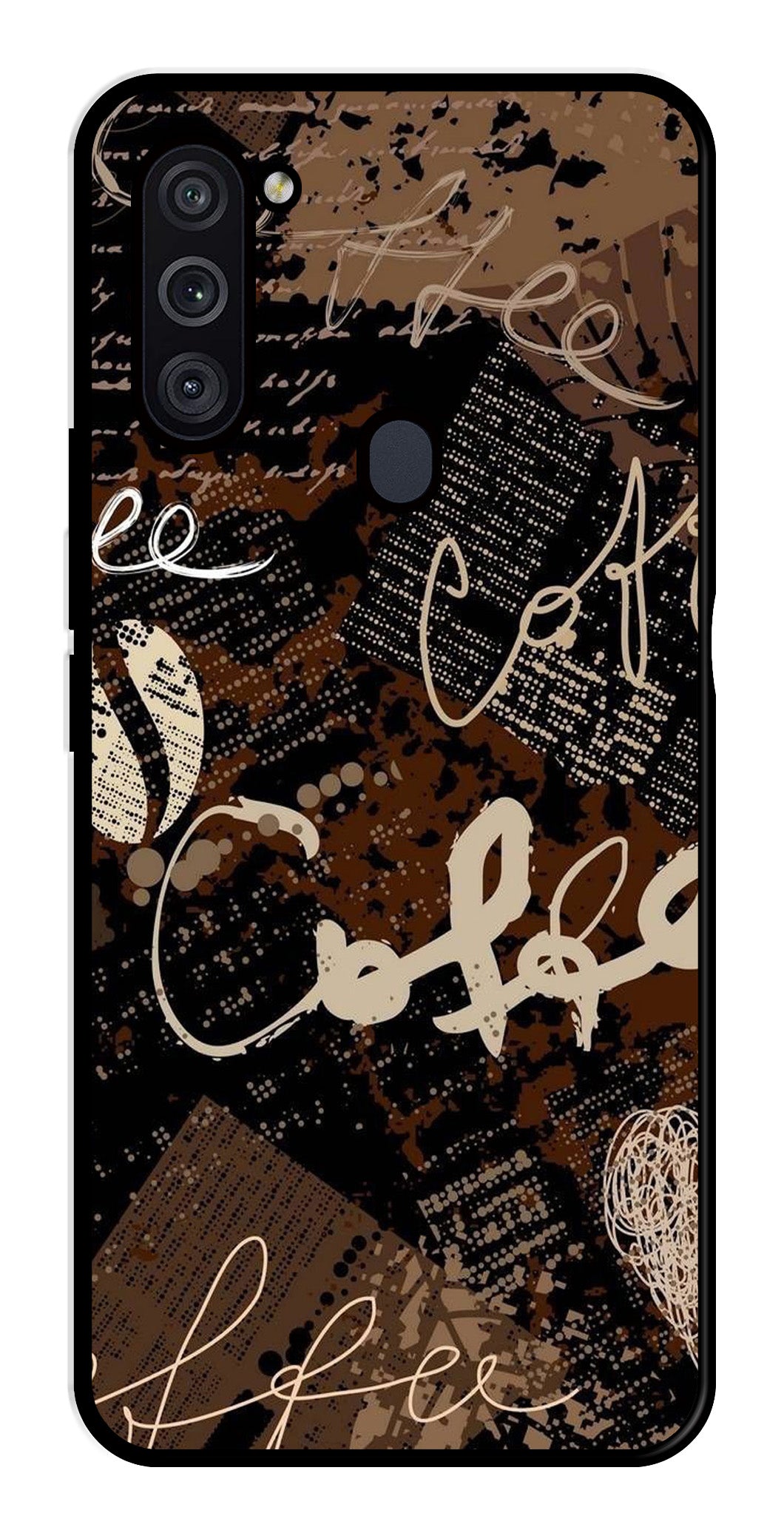 Coffee Pattern Metal Mobile Case for Samsung Galaxy M11   (Design No -37)