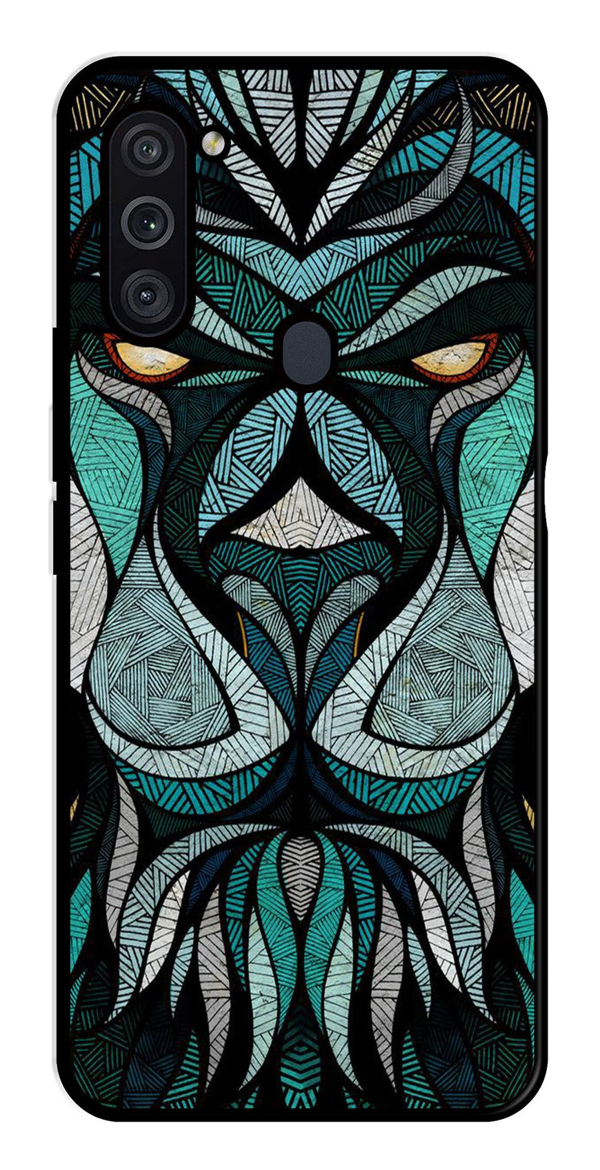 Lion Pattern Metal Mobile Case for Samsung Galaxy M11   (Design No -40)