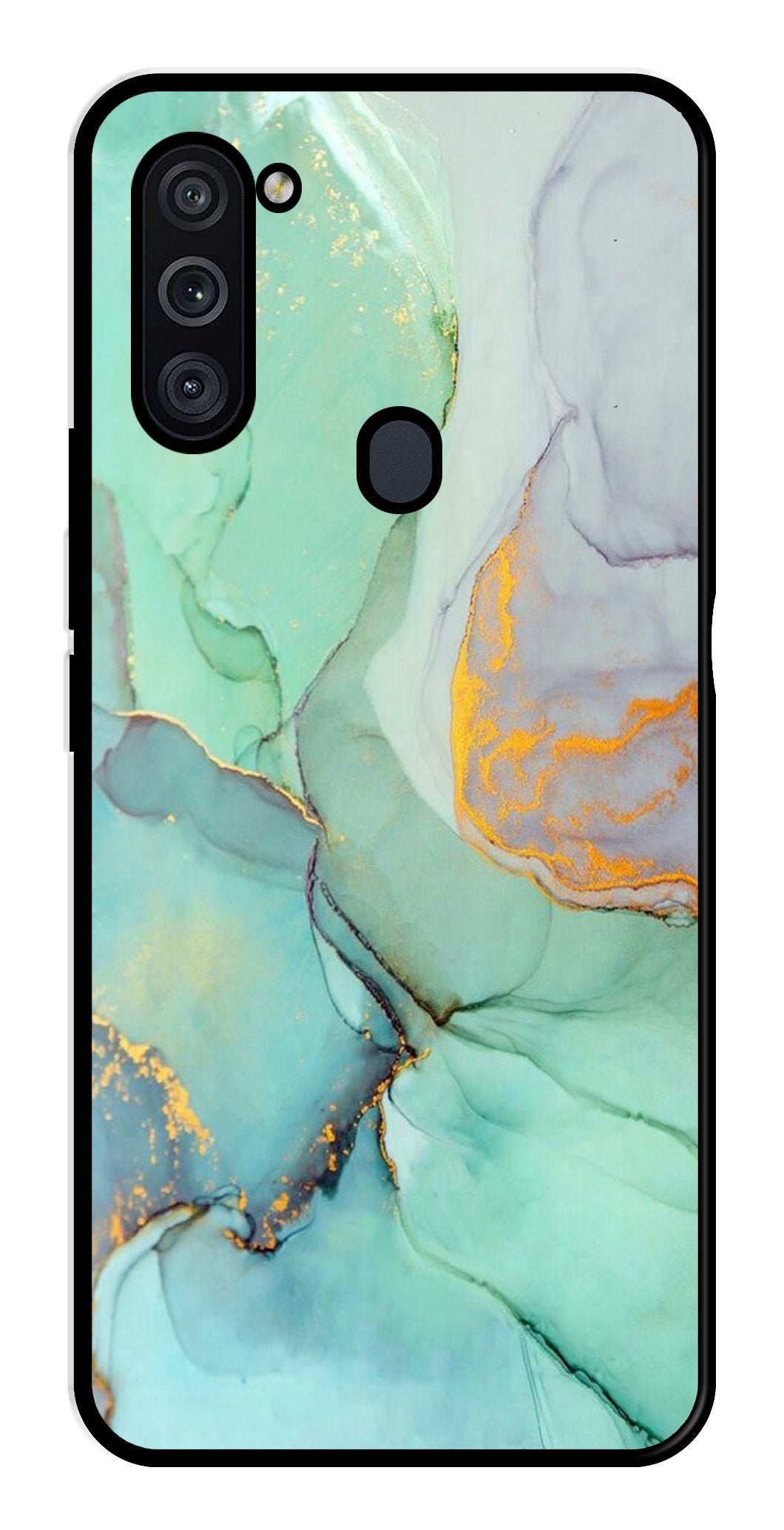 Marble Design Metal Mobile Case for Samsung Galaxy M11   (Design No -46)