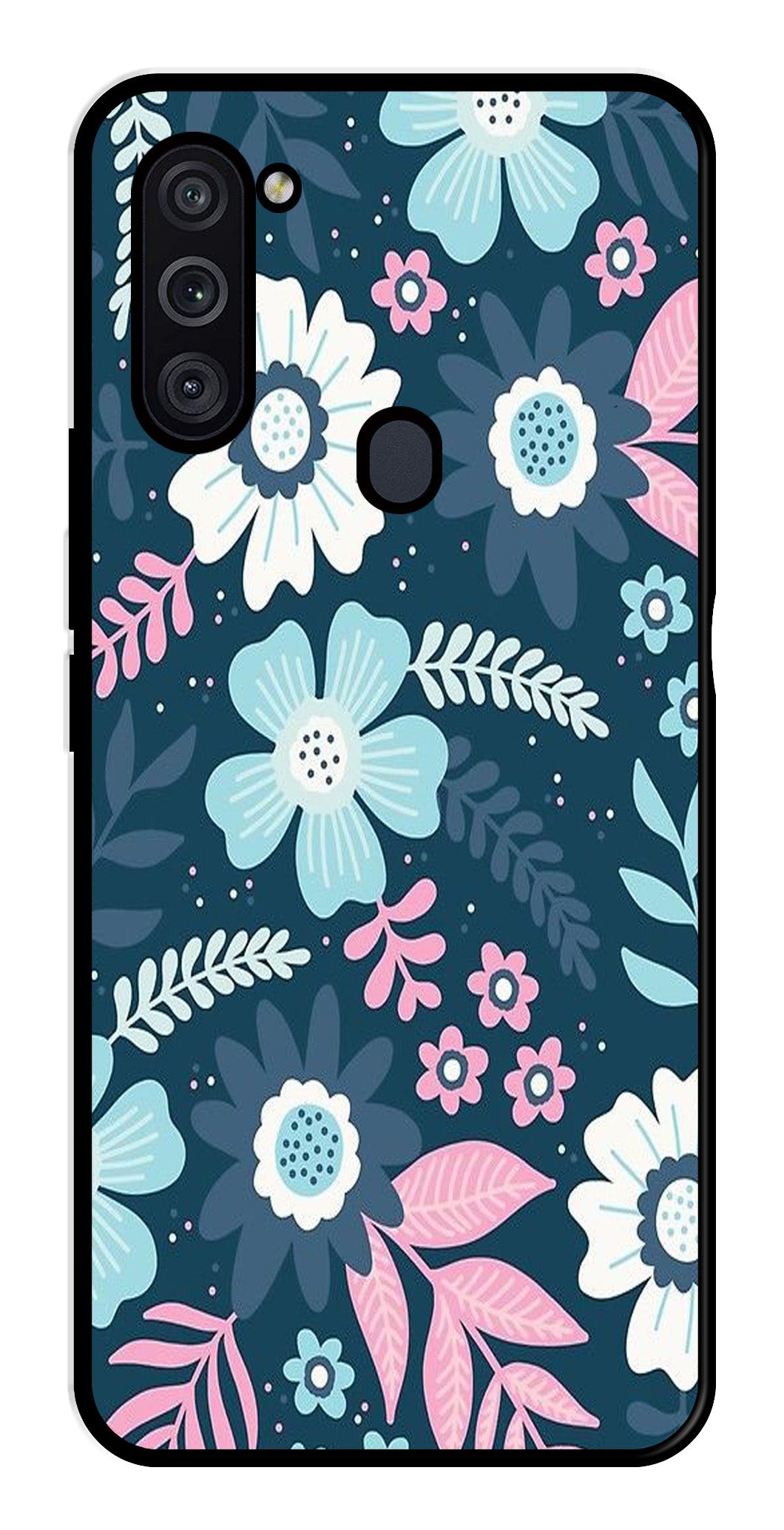 Flower Leaves Design Metal Mobile Case for Samsung Galaxy M11   (Design No -50)