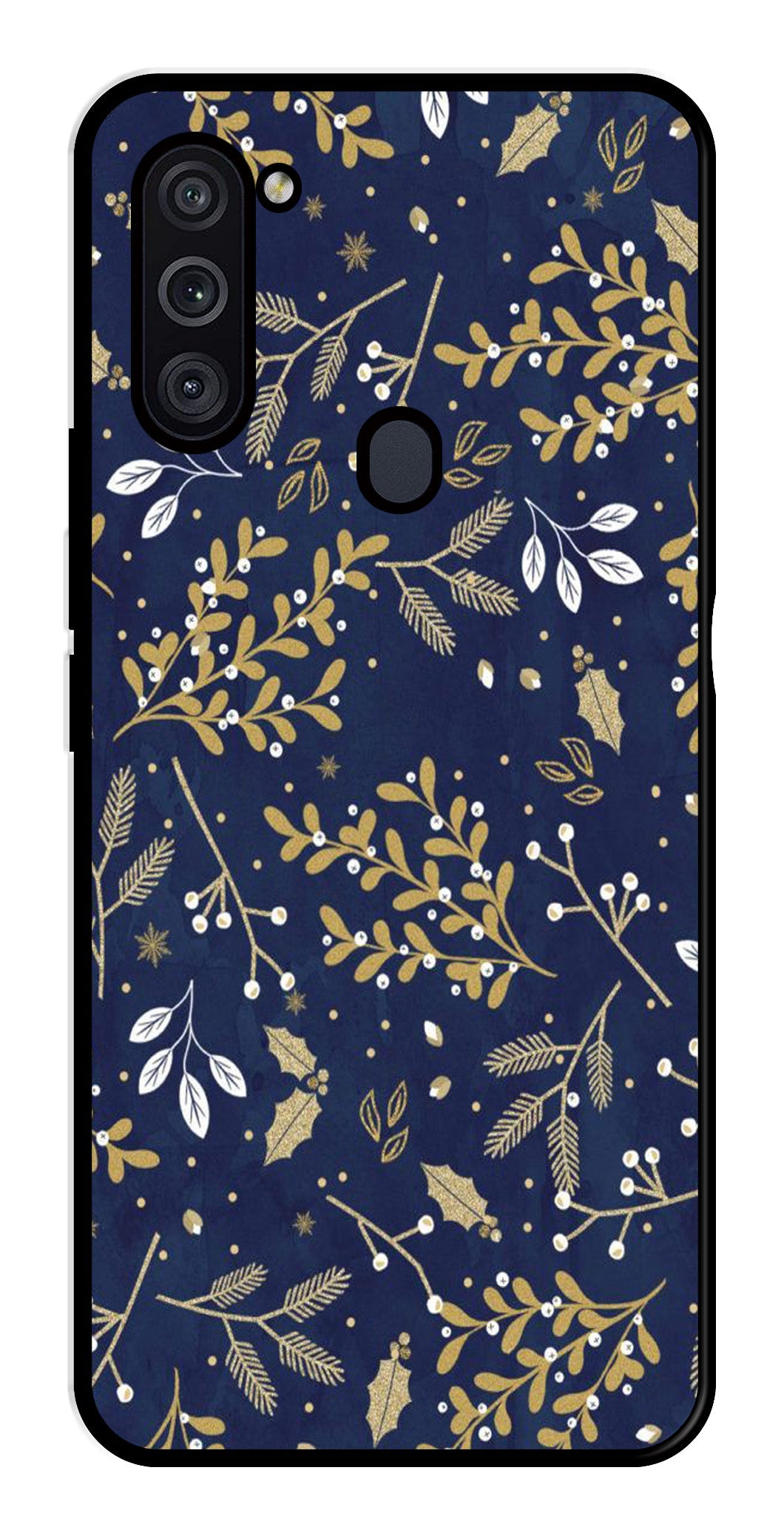 Floral Pattern  Metal Mobile Case for Samsung Galaxy M11   (Design No -52)