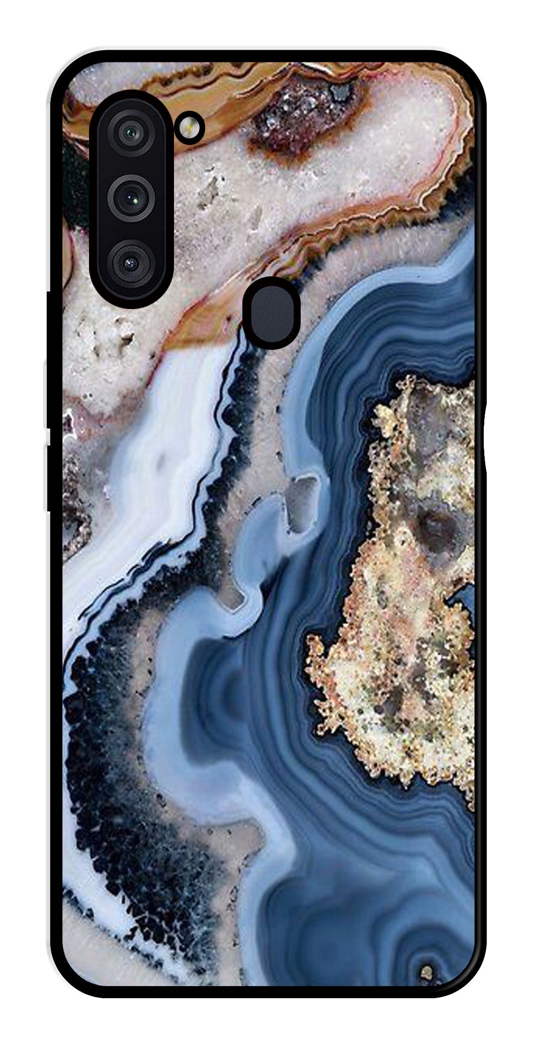 Marble Design Metal Mobile Case for Samsung Galaxy M11   (Design No -53)