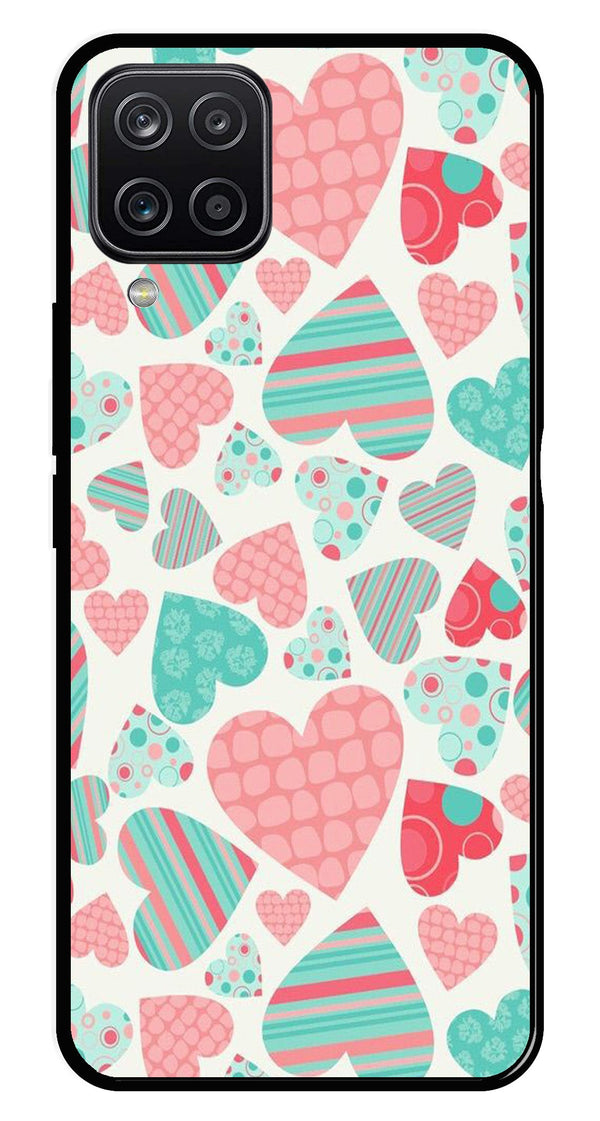 Hearts Pattern Metal Mobile Case for Samsung Galaxy M12   (Design No -22)