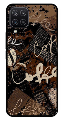 Coffee Pattern Metal Mobile Case for Samsung Galaxy M12